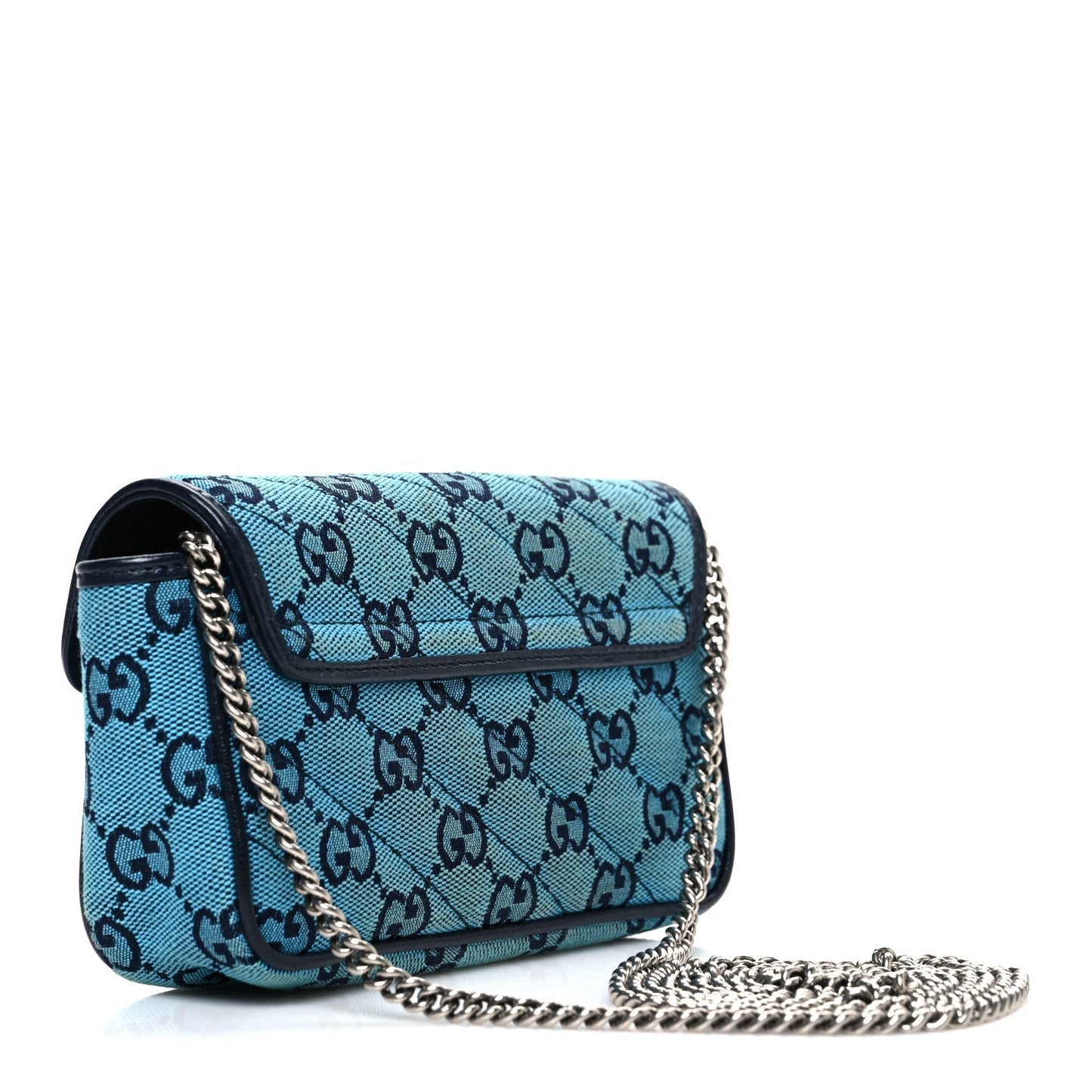 Monogram Multicolor Matelasse Diagonal Super Mini GG Marmont Shoulder Bag Light Blue