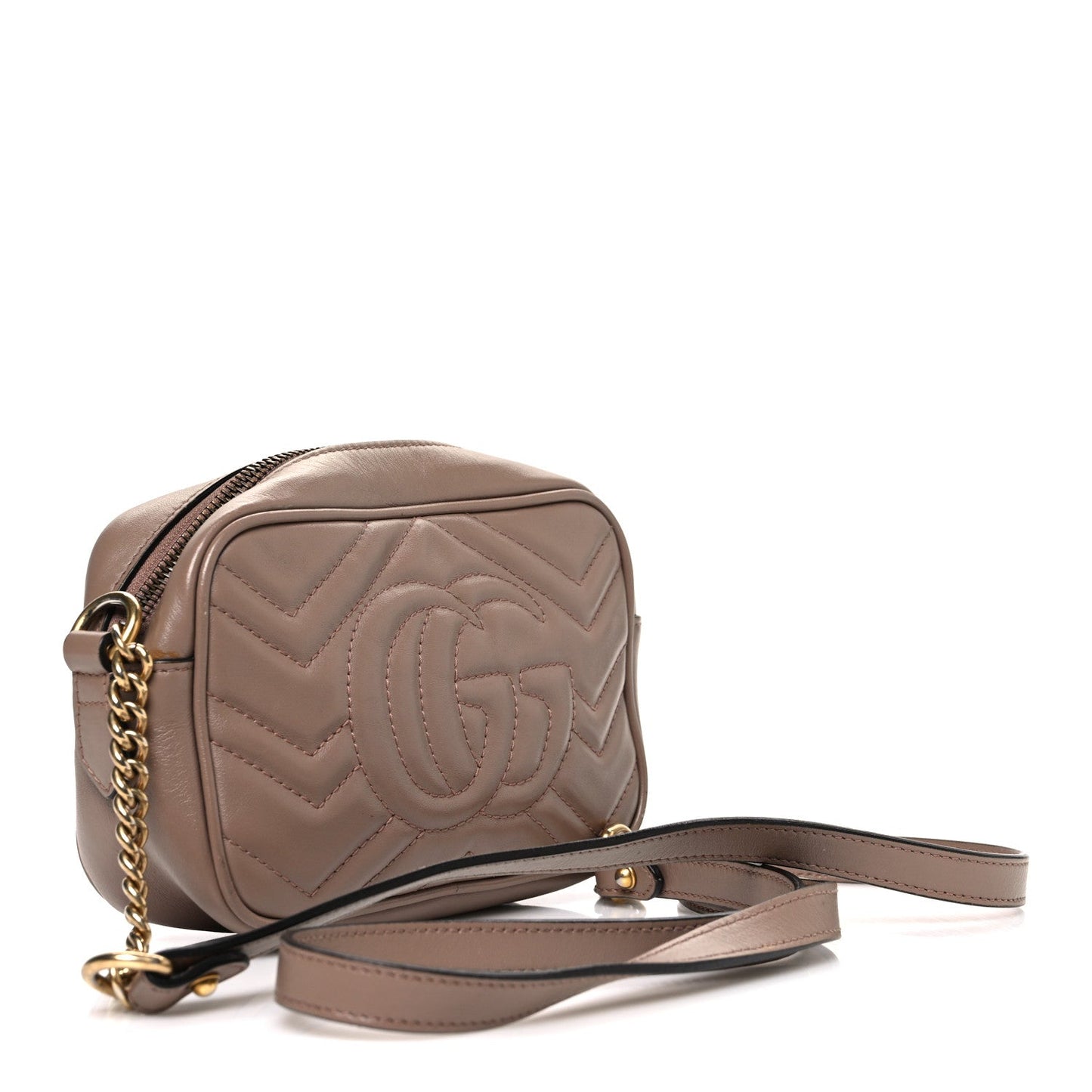 Calfskin Matelasse Mini GG Marmont Chain Shoulder Bag Porcelain Rose