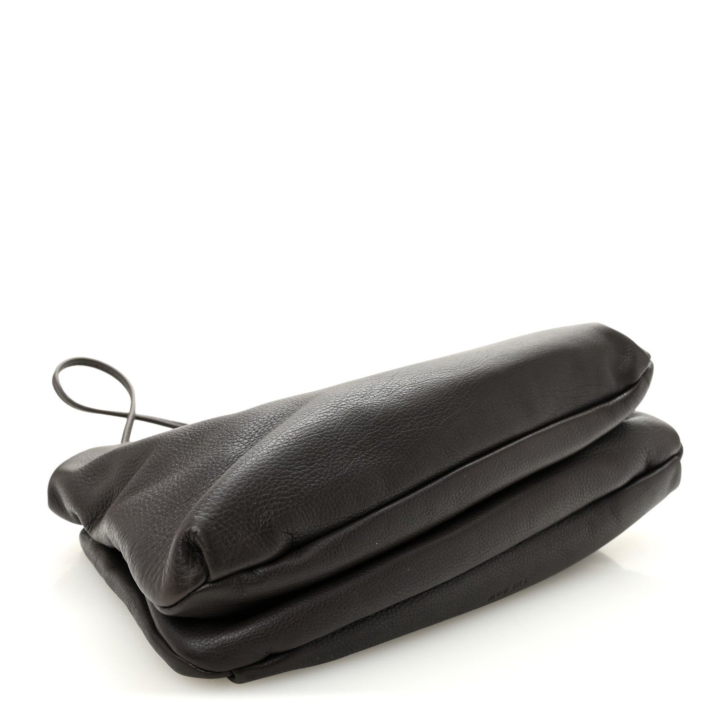 Grained Calfskin Bourse Clutch Dark Brown