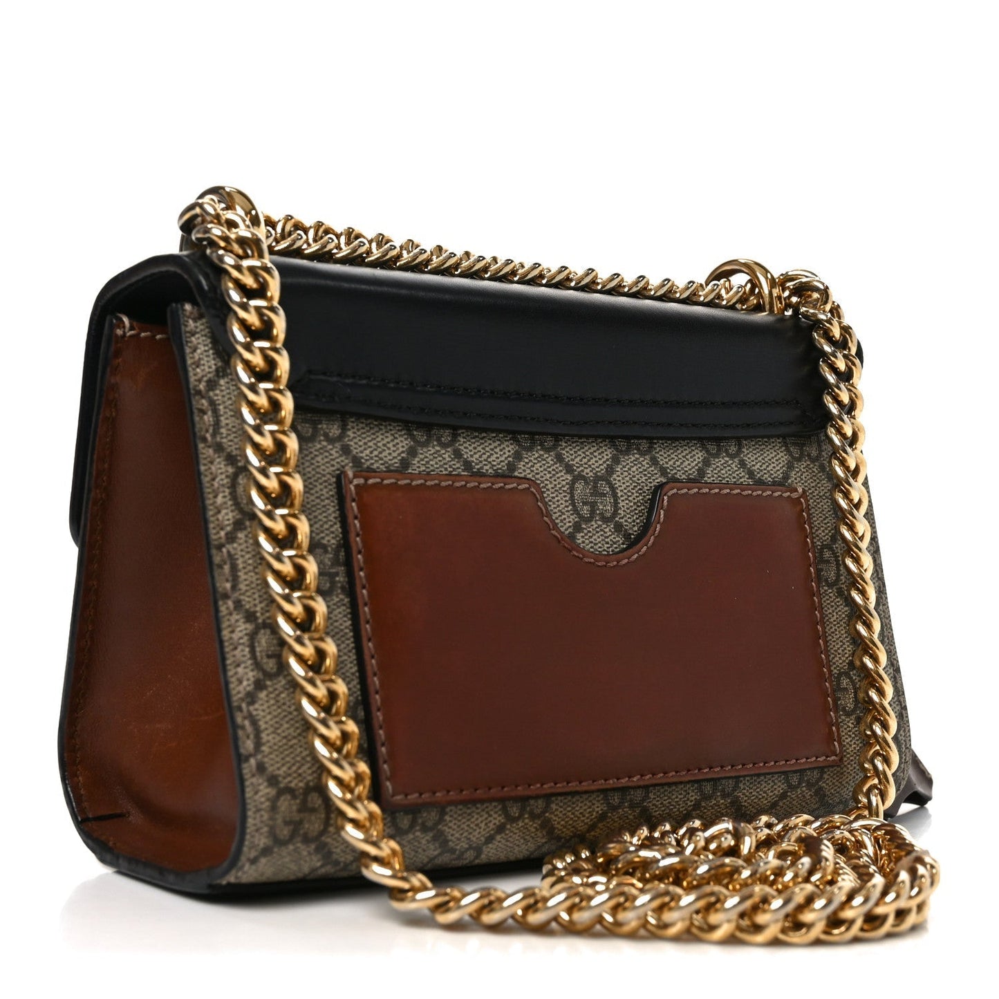GG Supreme Monogram Calfskin Small Padlock Shoulder Bag Beige Black Cuir