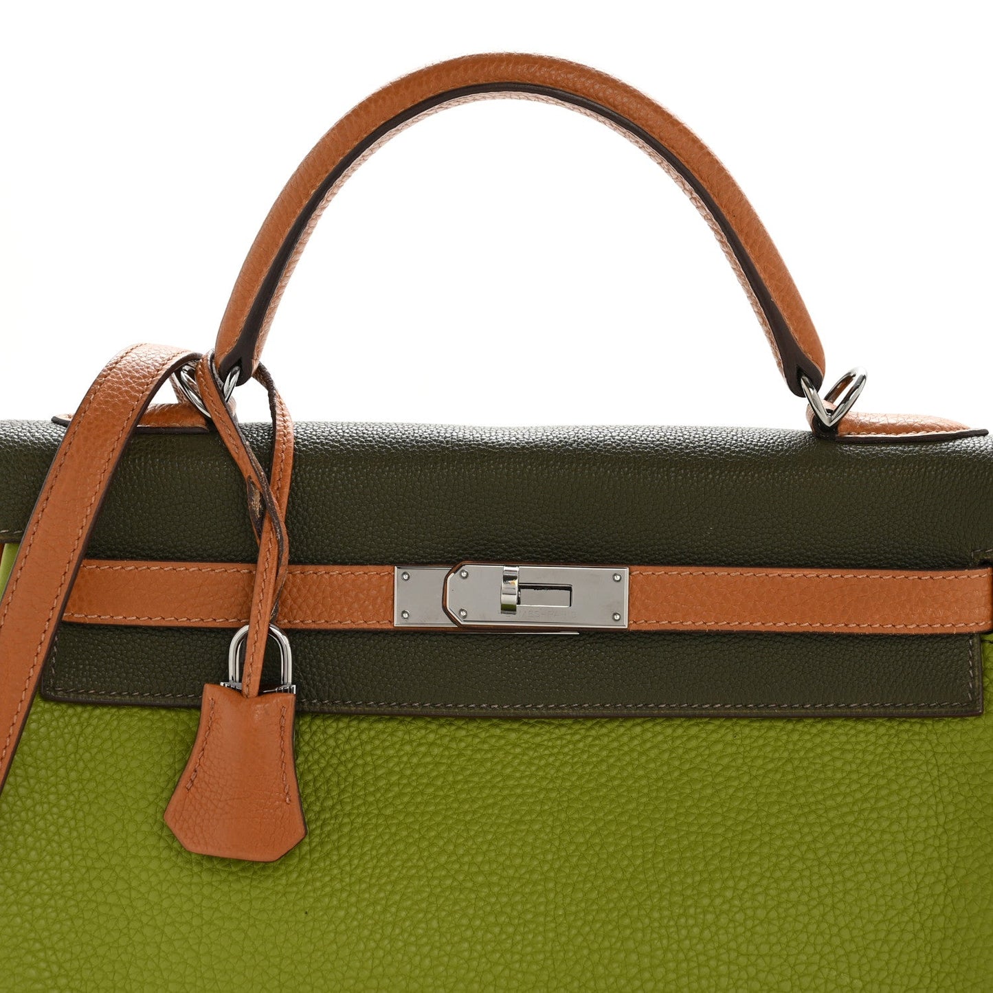 Fjord Togo Tri-Color Kelly Retourne 32 Vert Anis Gold Vert Olive
