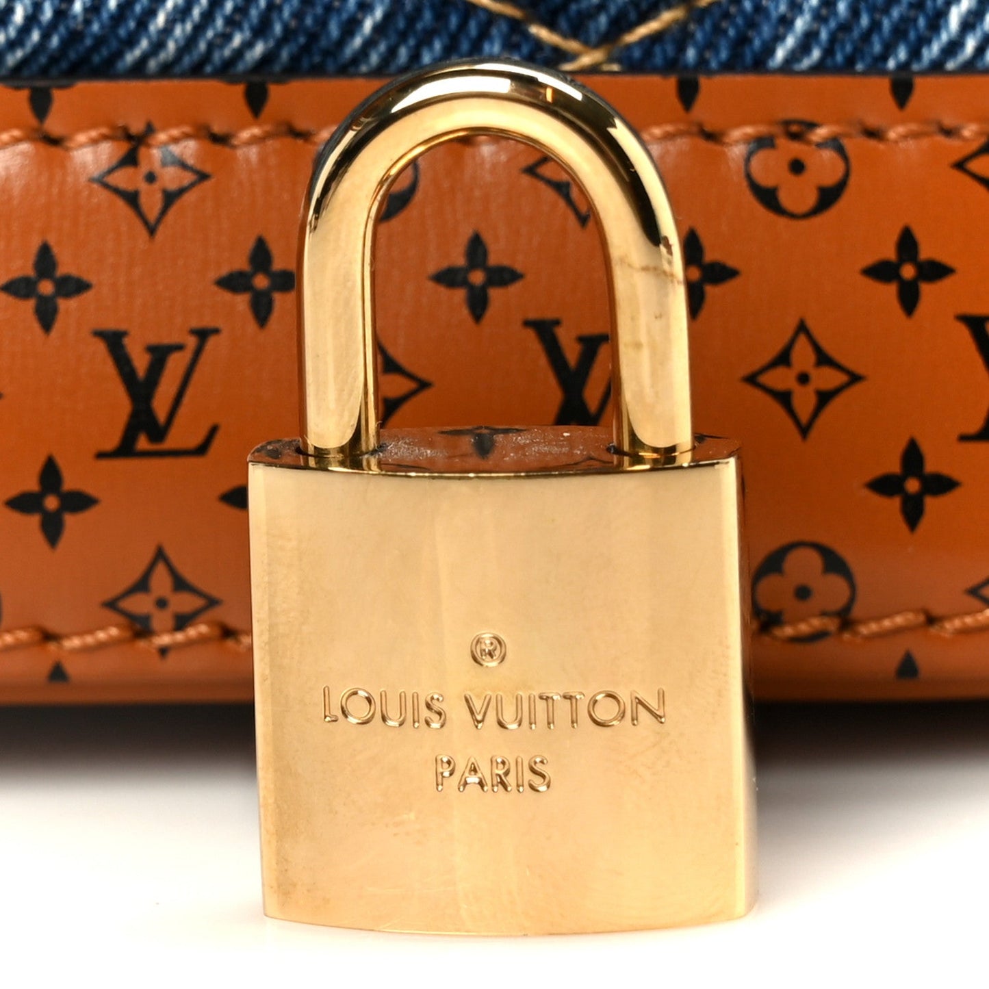 Denim Calfskin Reverse Monogram Malletage Alma BB Blue