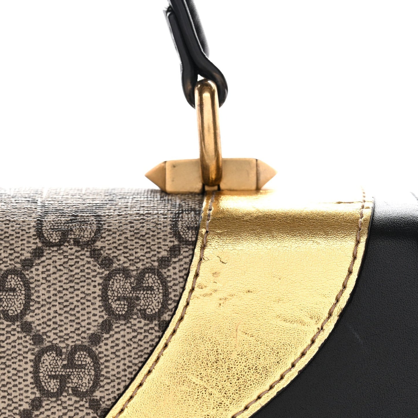 GG Supreme Monogram Small Osiride Top Handle Bag Black Gold