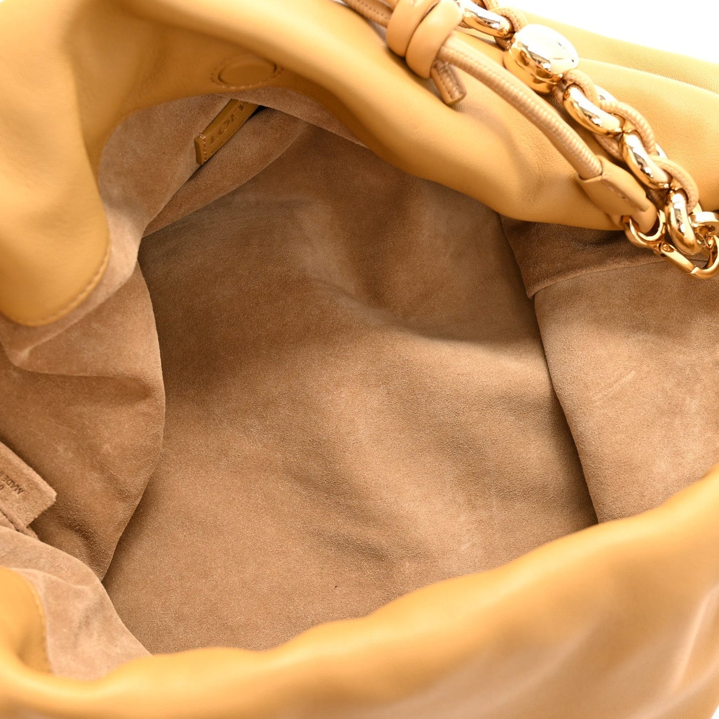 Mellow Nappa Donut Chain Large Flamenco Knot Clutch  Sahara