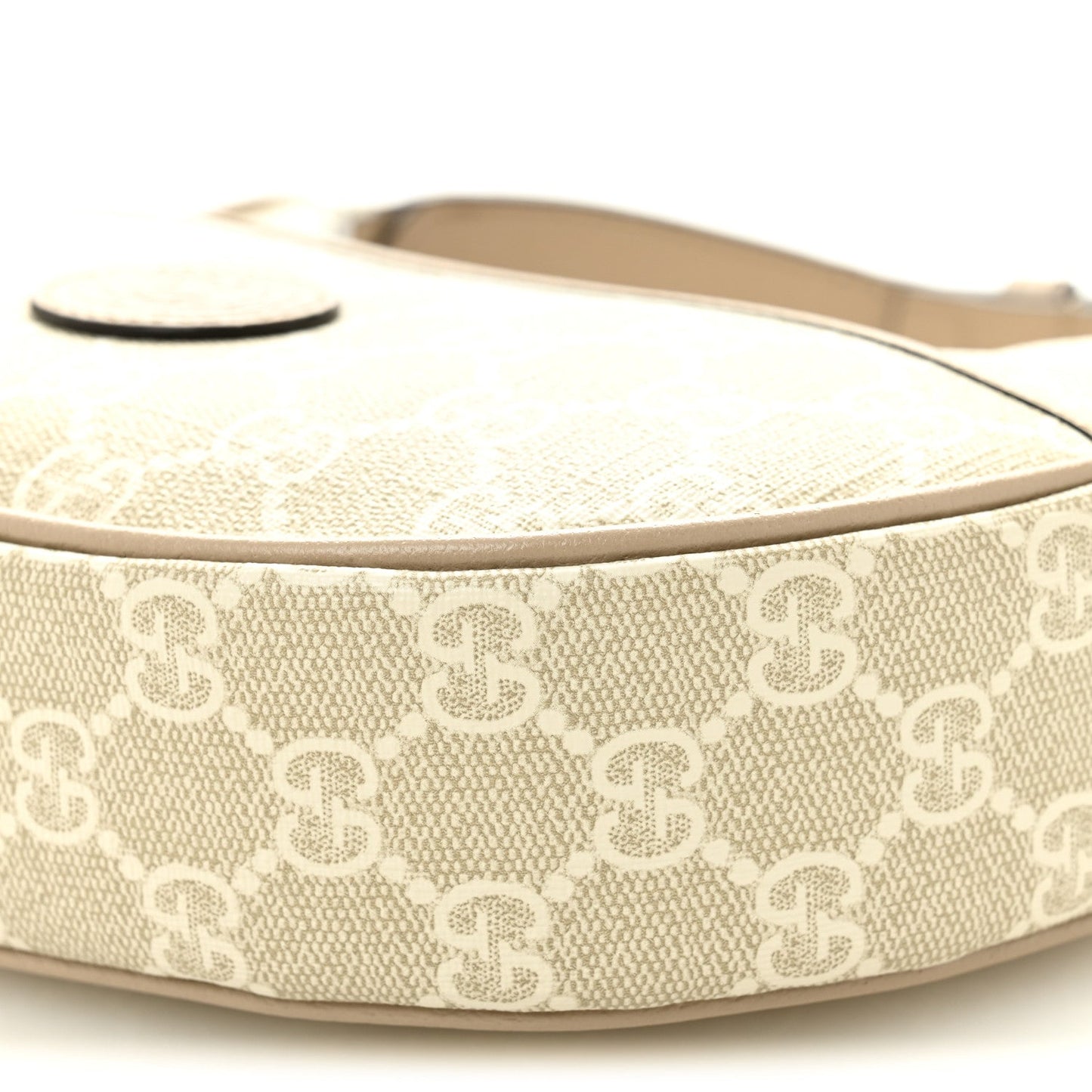 GG Supreme Monogram Textured Dollar Calfskin Mini Retro Interlocking G Half Moon Bag Beige Mystic White Oatmeal