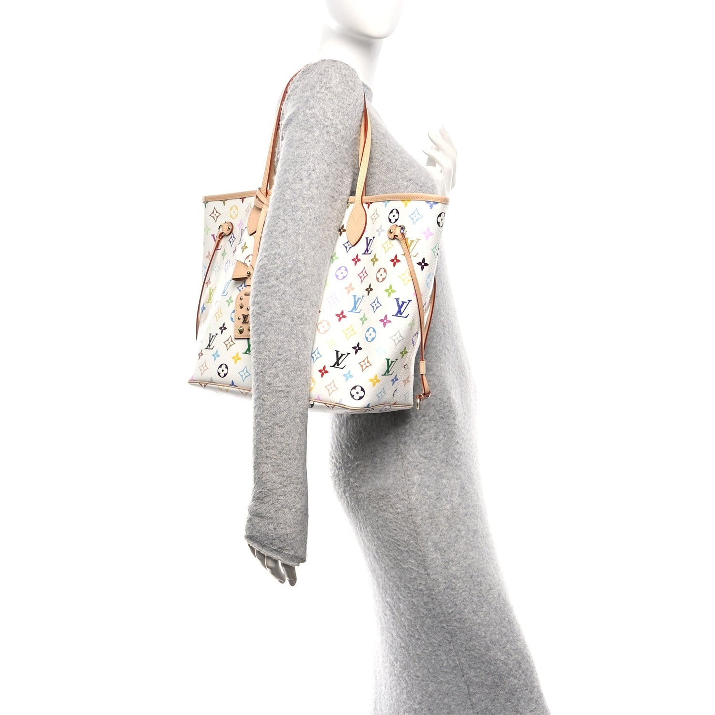 LV X TM Monogram Multicolor Neverfull MM White