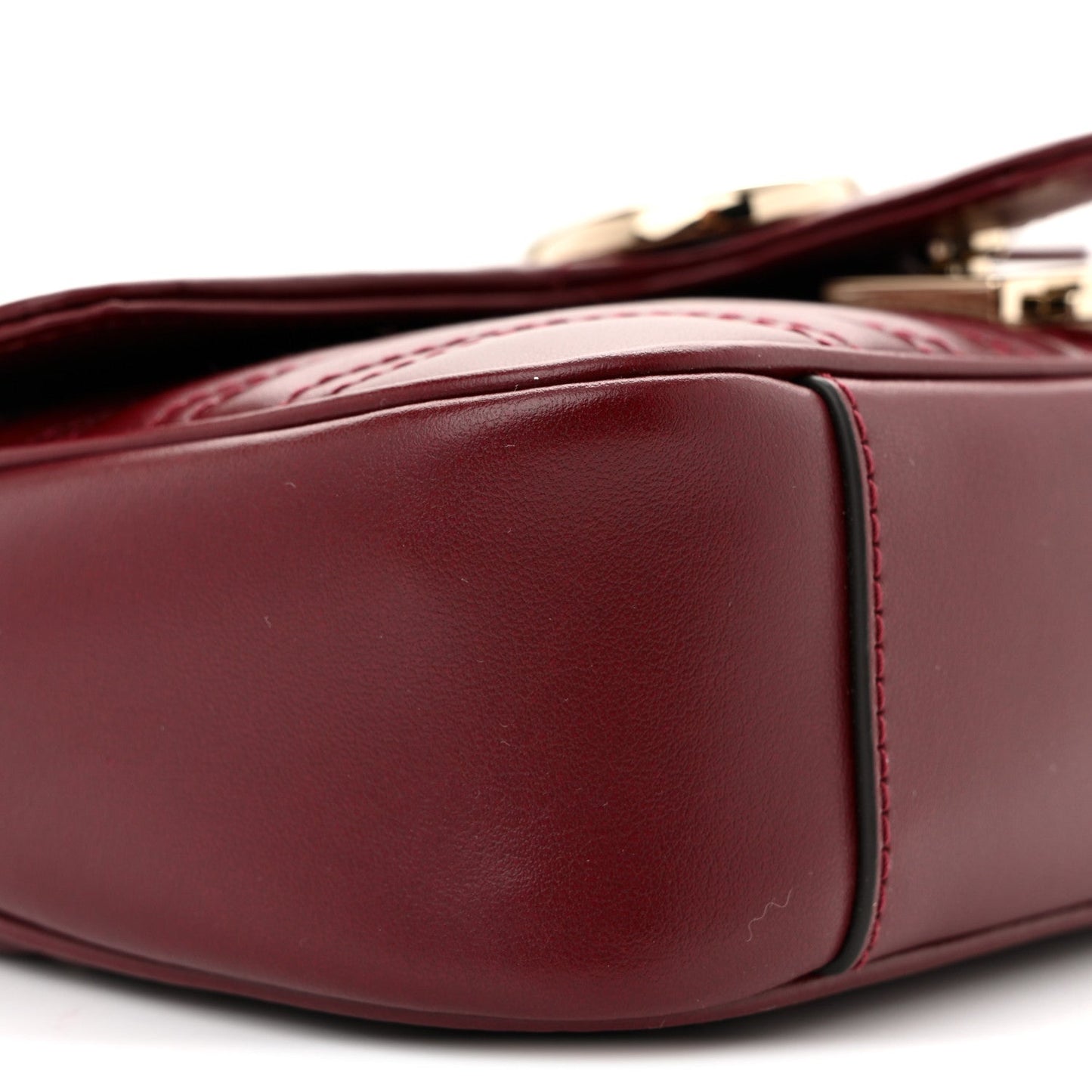 Calfskin Matelasse Mini GG Marmont Shoulder Bag Rosso Ancora