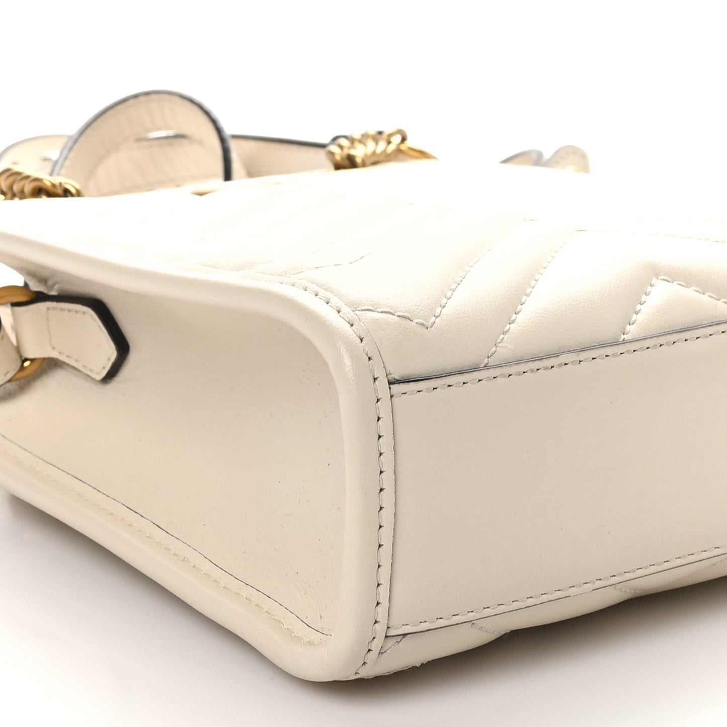 Calfskin Matelasse Chevron Mini GG Marmont Tote Mystic White