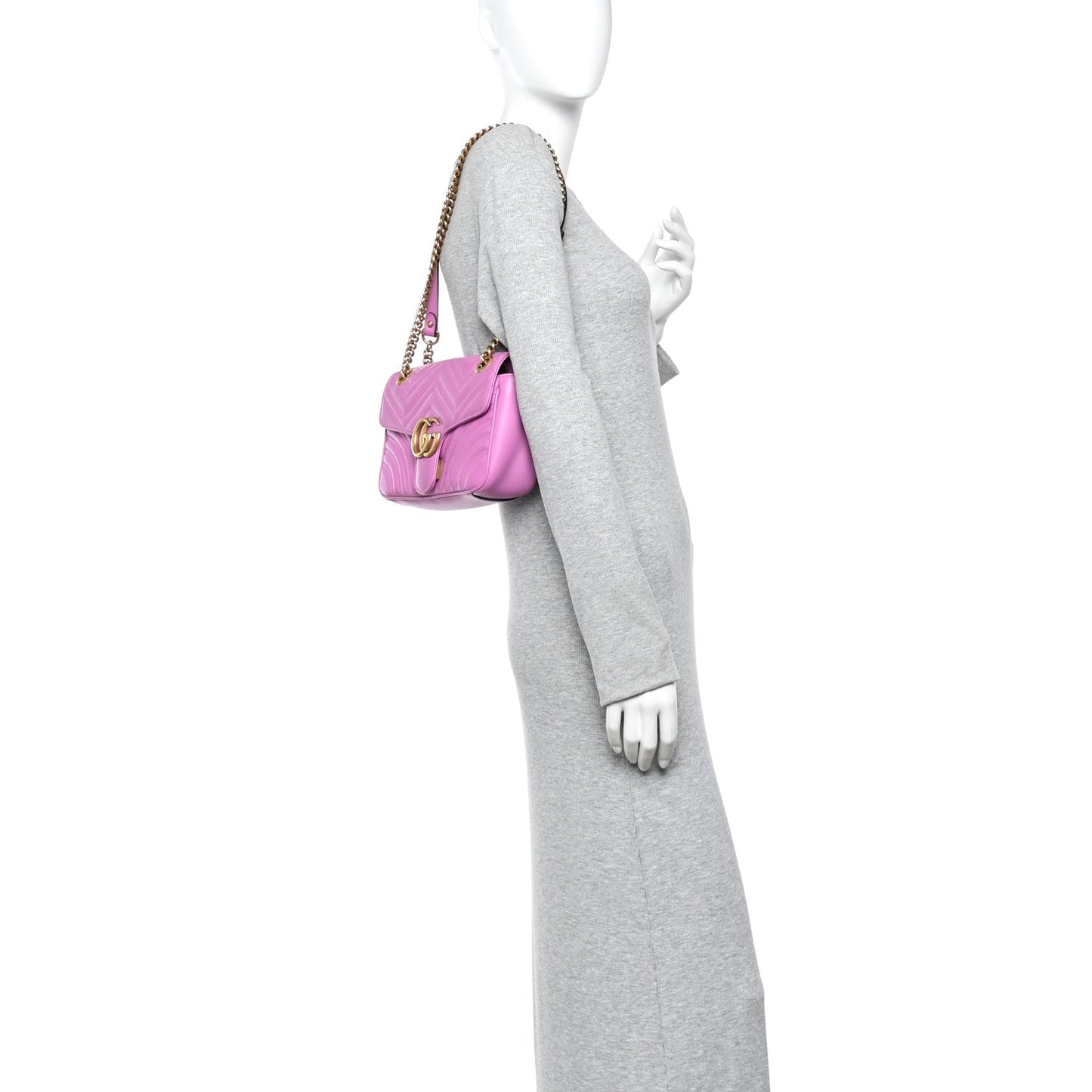 Calfskin Matelasse Small GG Marmont Shoulder Bag Candy Mousse