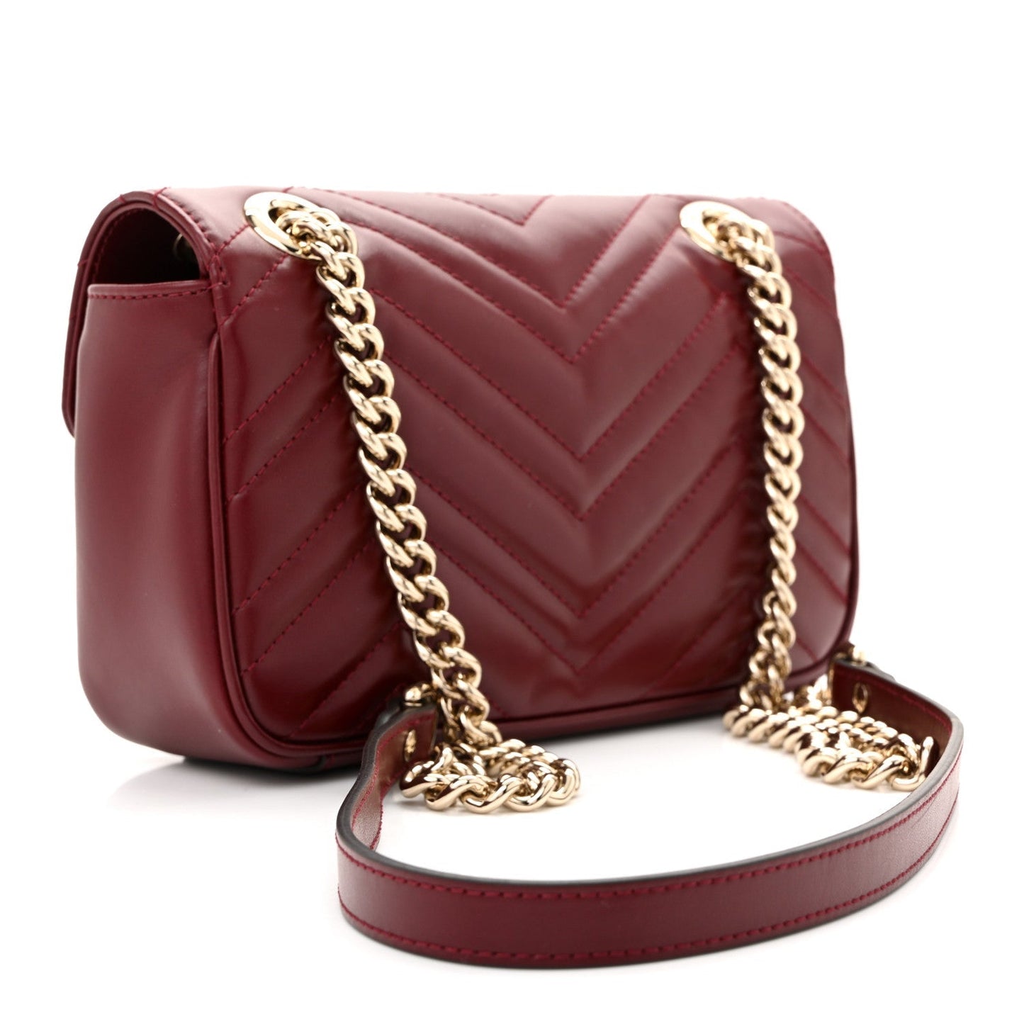 Calfskin Matelasse Mini GG Marmont Shoulder Bag Rosso Ancora