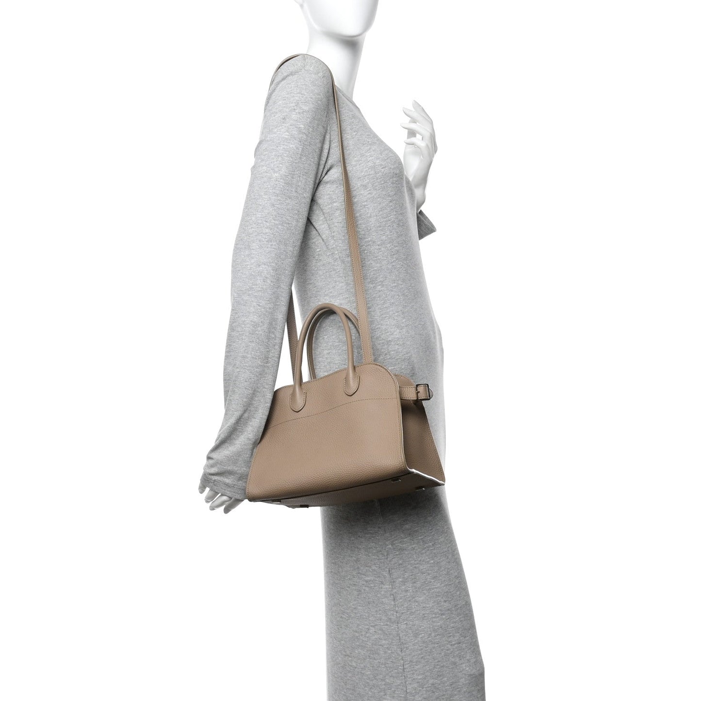 Grained Calfskin Soft Margaux 10 Bag Dark Taupe