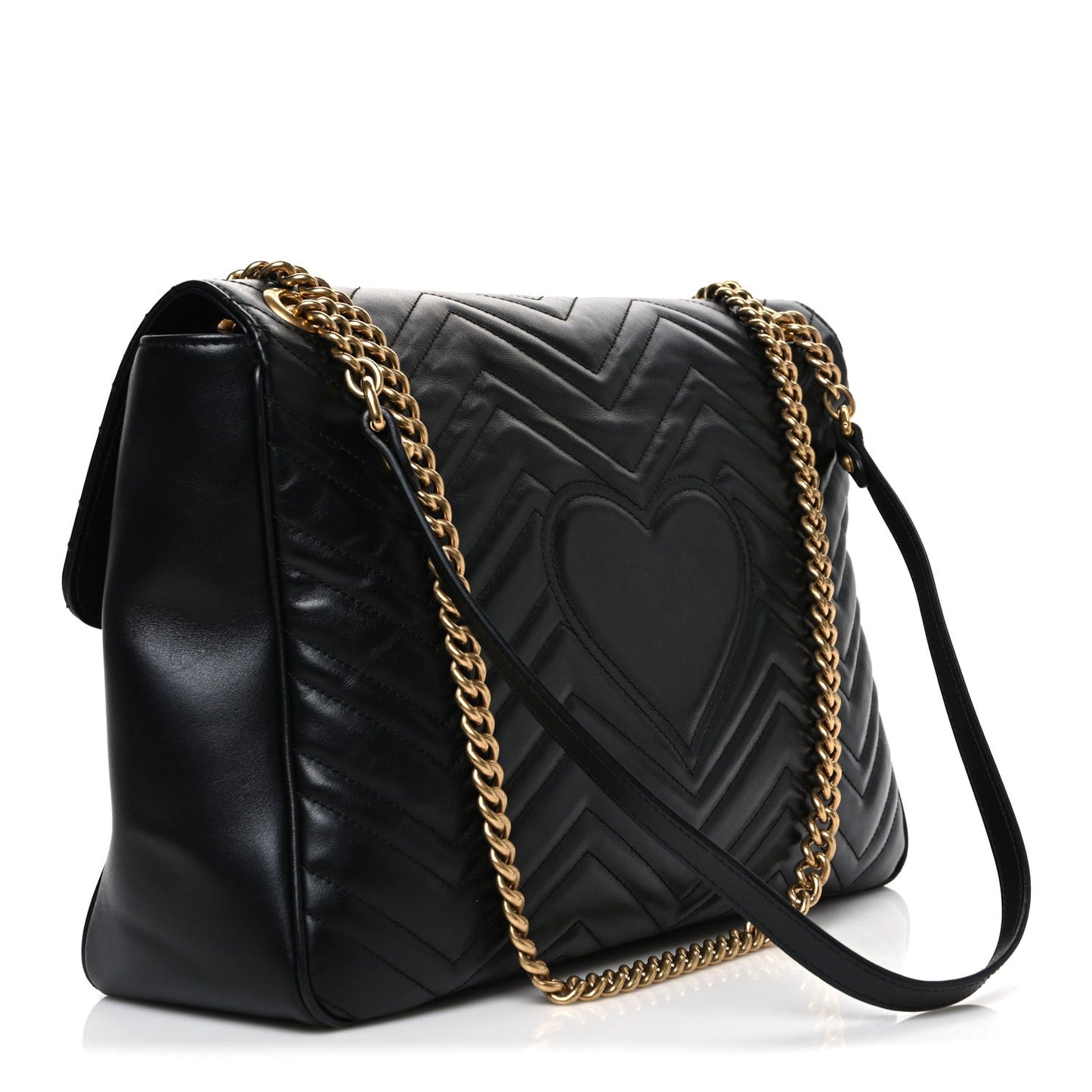 Calfskin Matelasse Medium GG Marmont Shoulder Bag Black