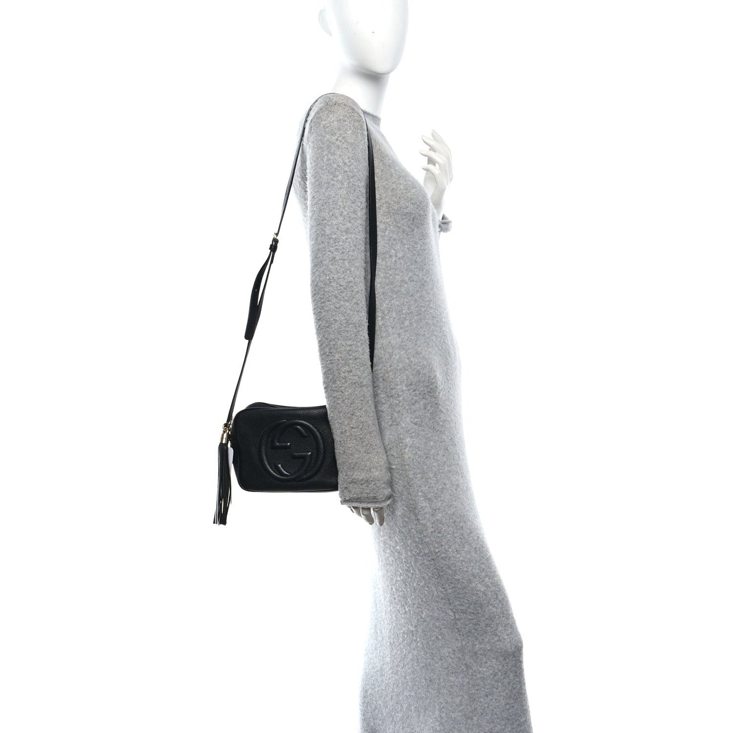 Pebbled Calfskin Small Soho Disco Bag Black