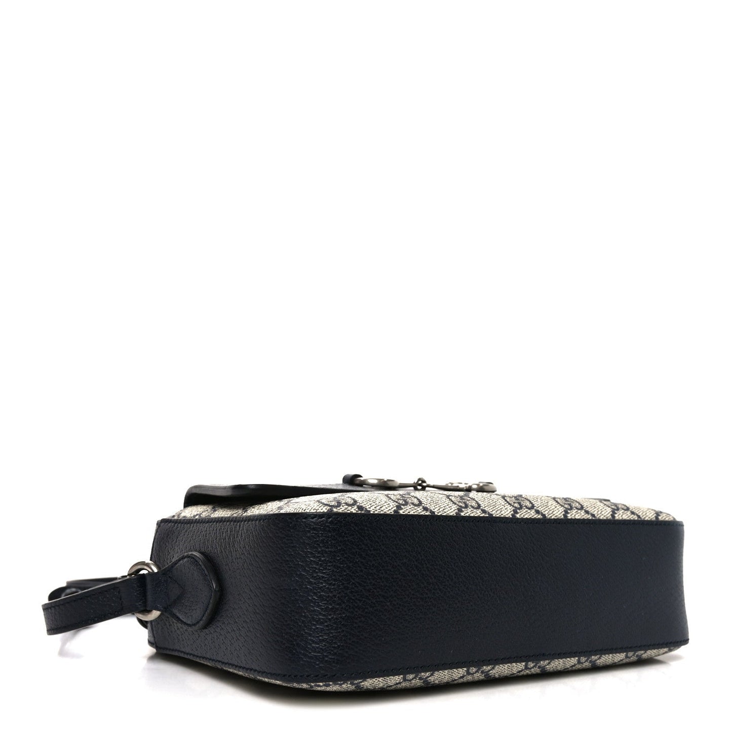GG Supreme Monogram Textured Dollar Calfskin Small Horsebit 1955 Shoulder Bag Beige Blue