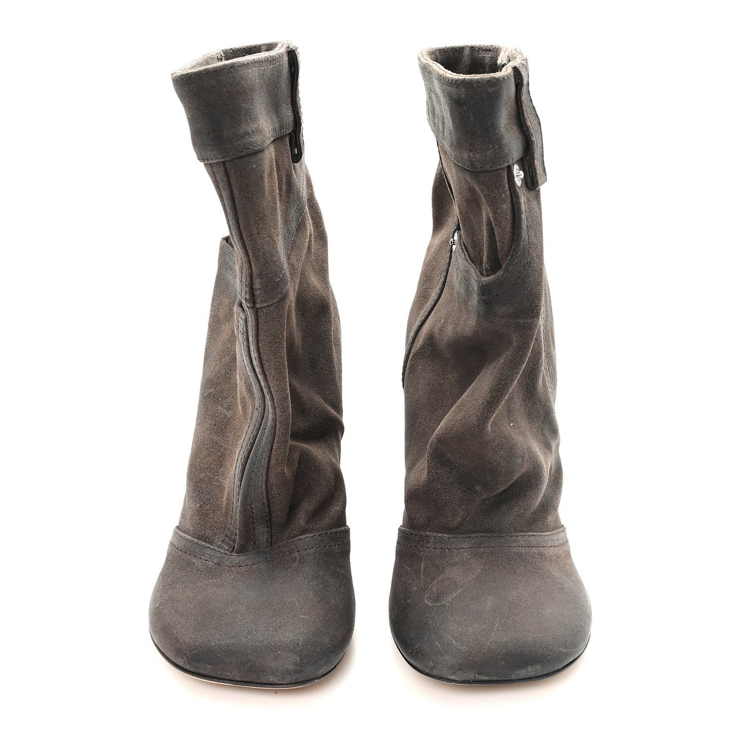 Waxed Suede Toy Ankle Boots 40 Brown