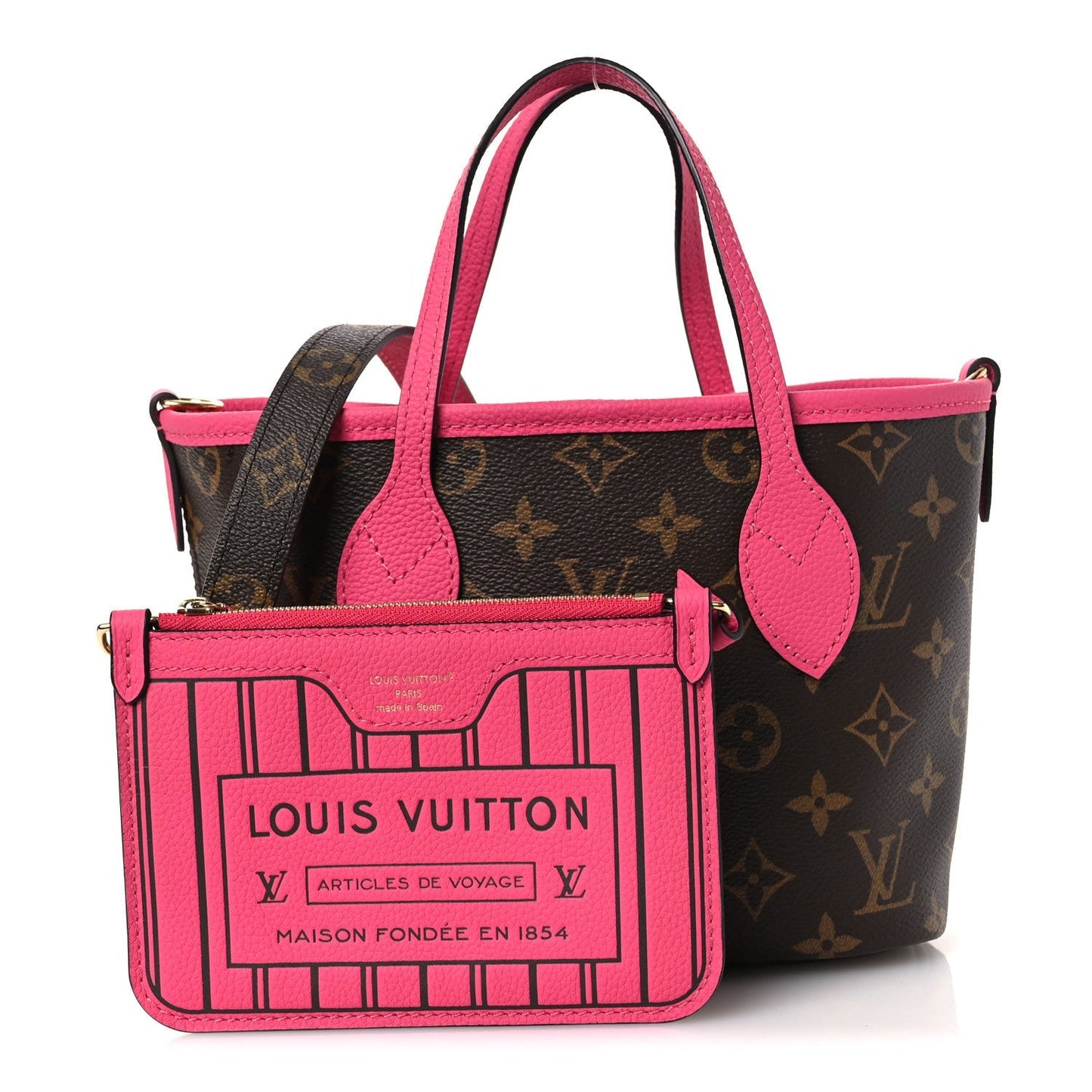 Monogram Neverfull Inside Out Bandouliere BB Rose Pondichery