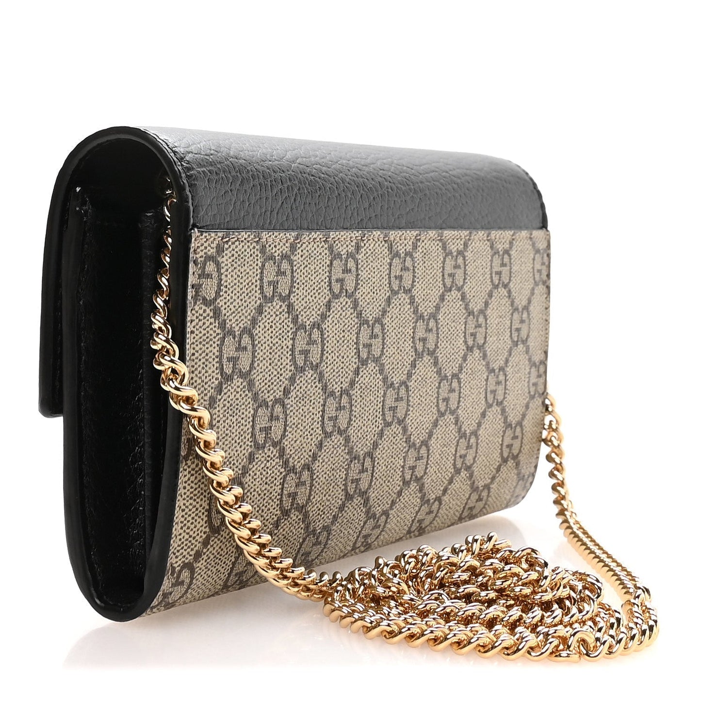 Dollar Calfskin GG Supreme Monogram Petite GG Marmont Wallet Chain Bag Black Beige Ebony