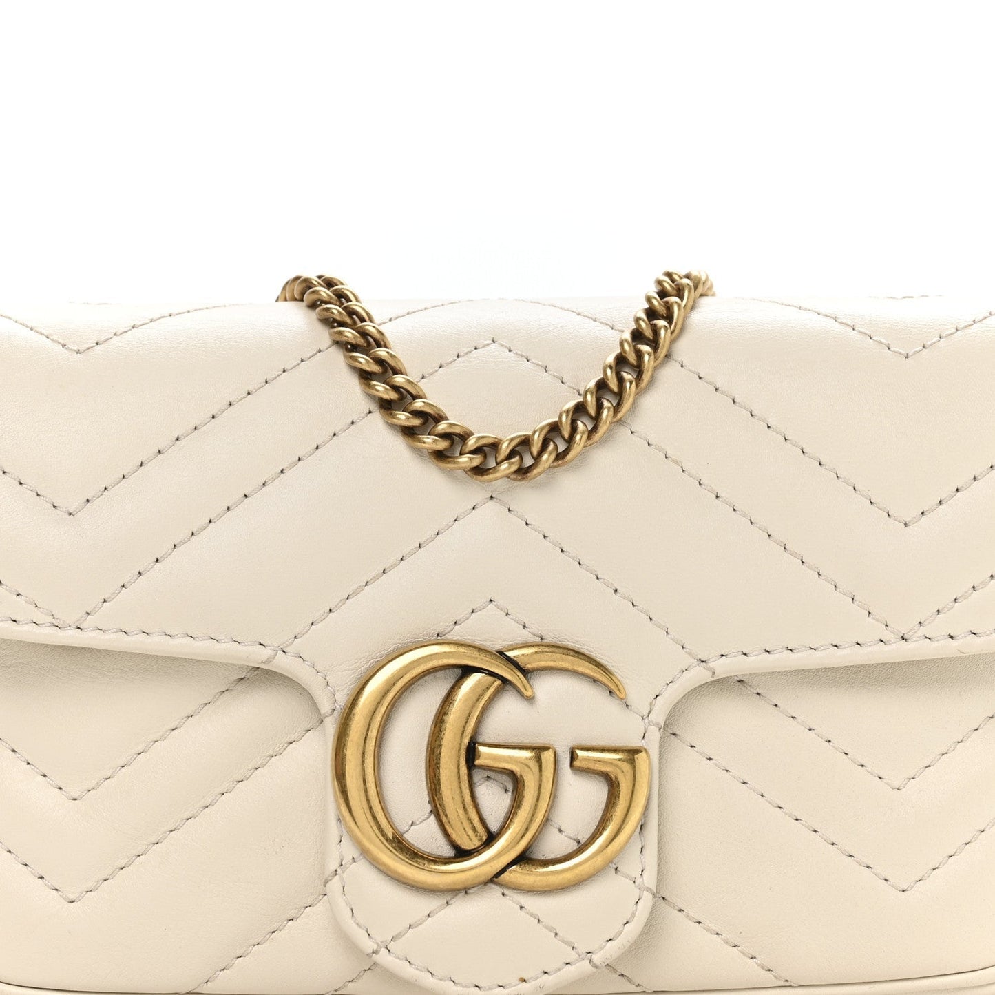 Calfskin Matelasse Super Mini GG Marmont Shoulder Bag White