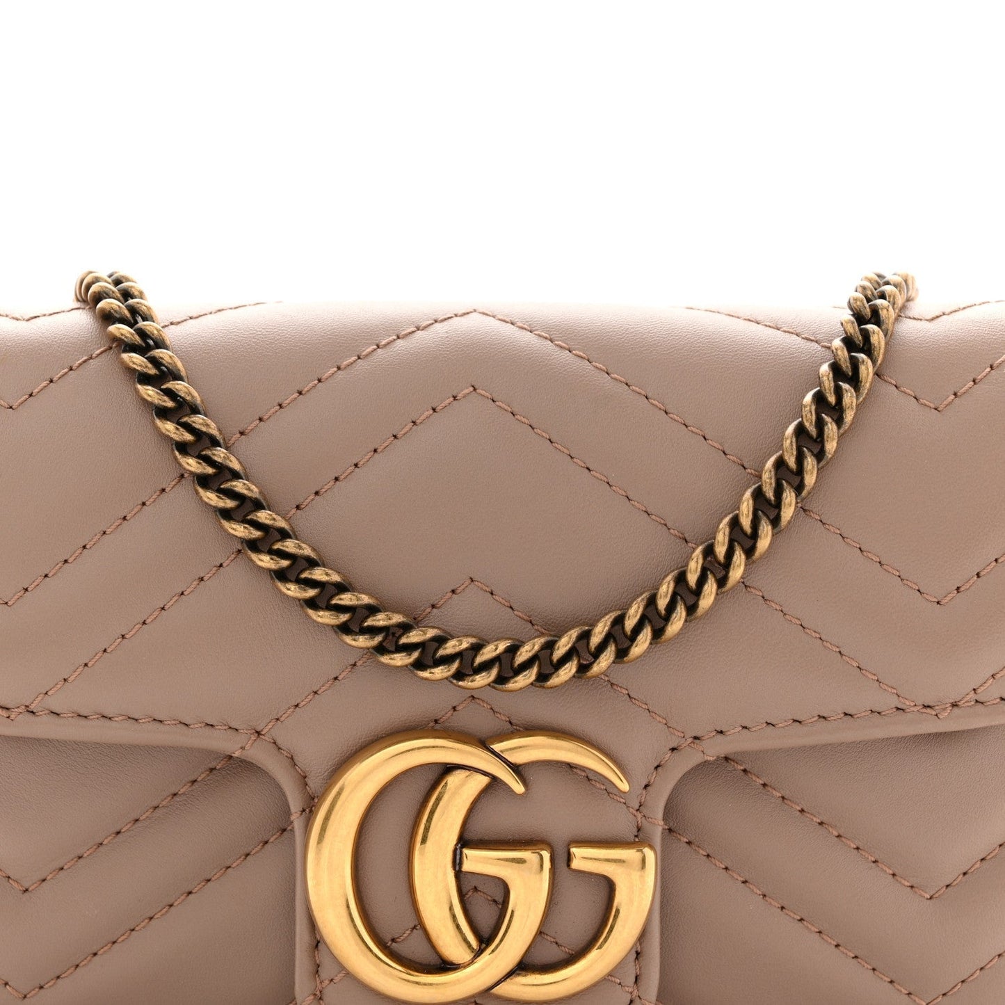 Calfskin Matelasse Super Mini GG Marmont Shoulder Bag Porcelain Rose