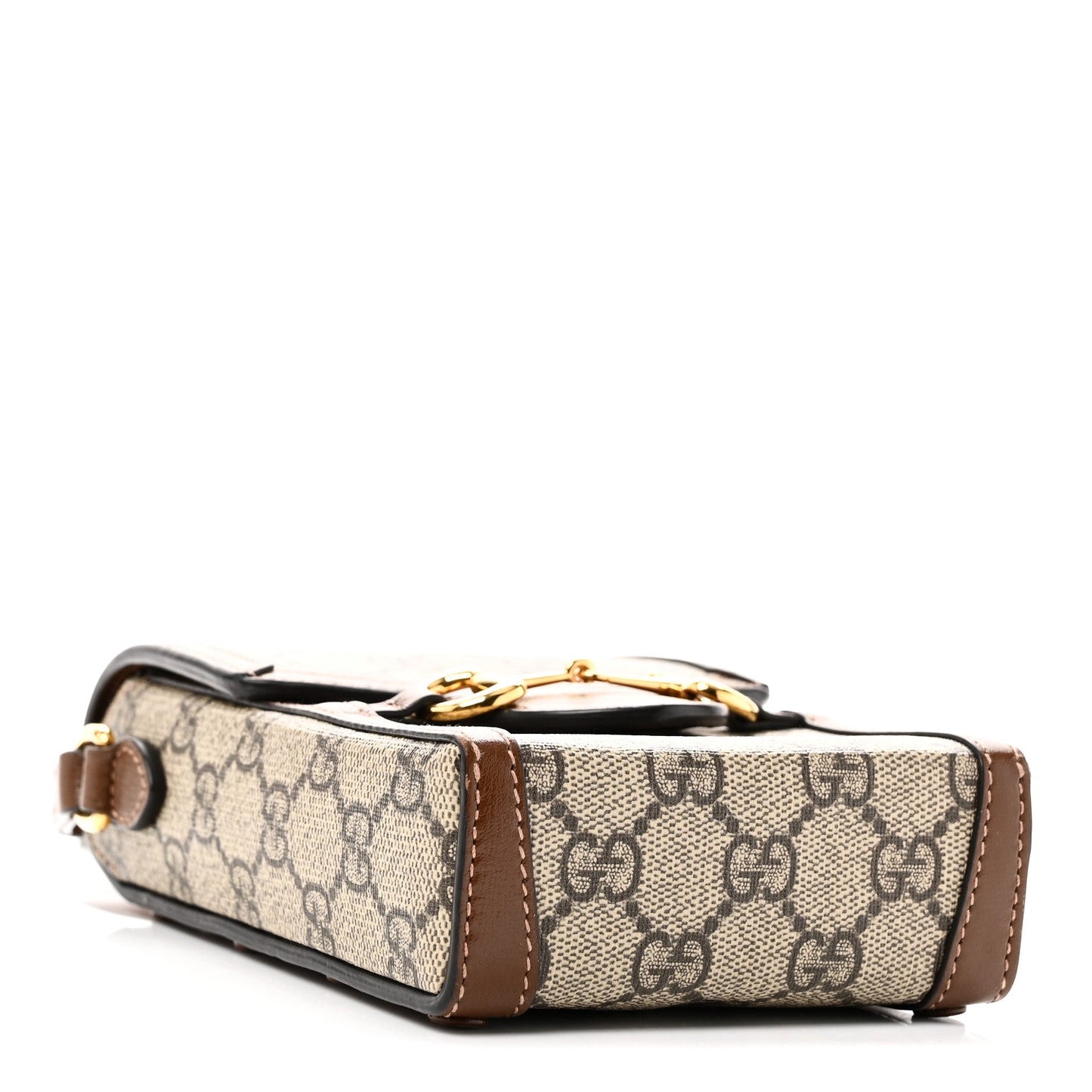 GG Supreme Monogram Mini Horsebit 1955 Crossbody Bag Beige Brown Sugar