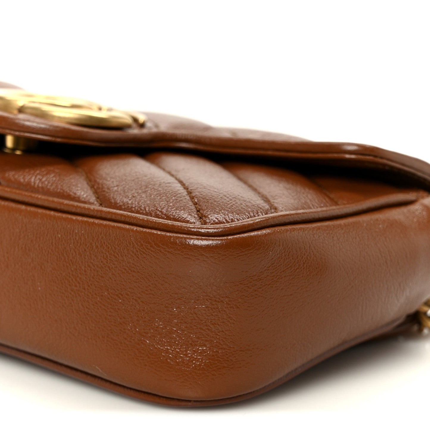 Azalea Calfskin Matelasse Diagonal Super Mini GG Marmont Shoulder Bag Cuir