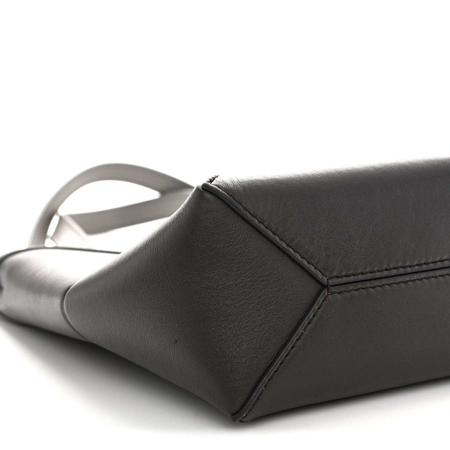 Shiny Calfskin Mini Puzzle Fold Tote Pearl Grey Dark Grey