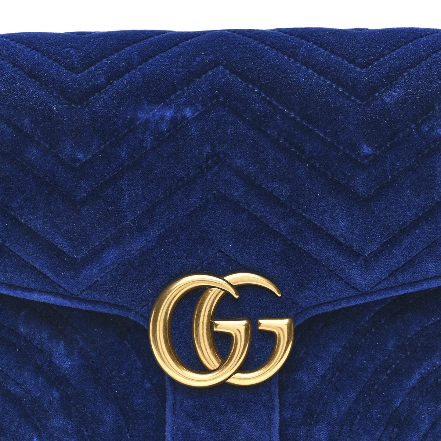 Velvet Matelasse GG Marmont Clutch Cobalt Blue