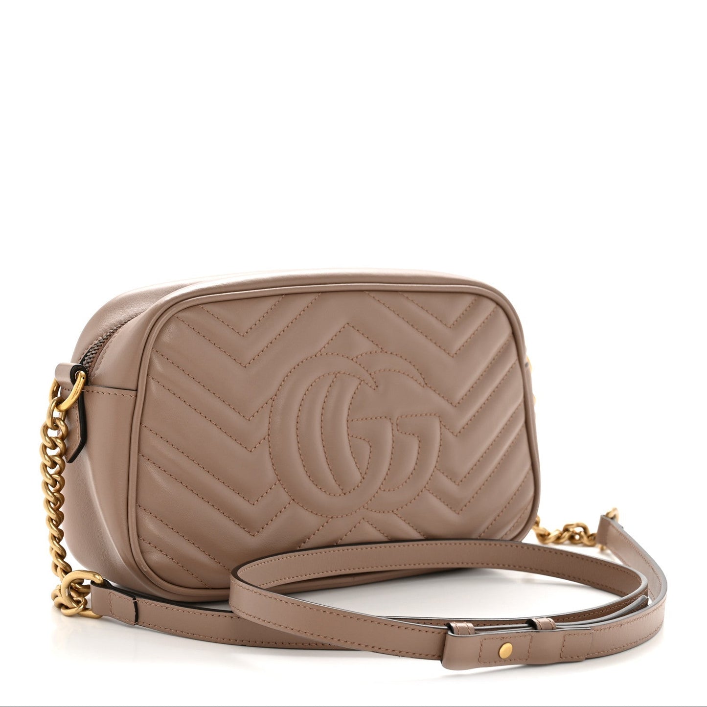 Calfskin Matelasse Small GG Marmont Chain Shoulder Bag Porcelain Rose
