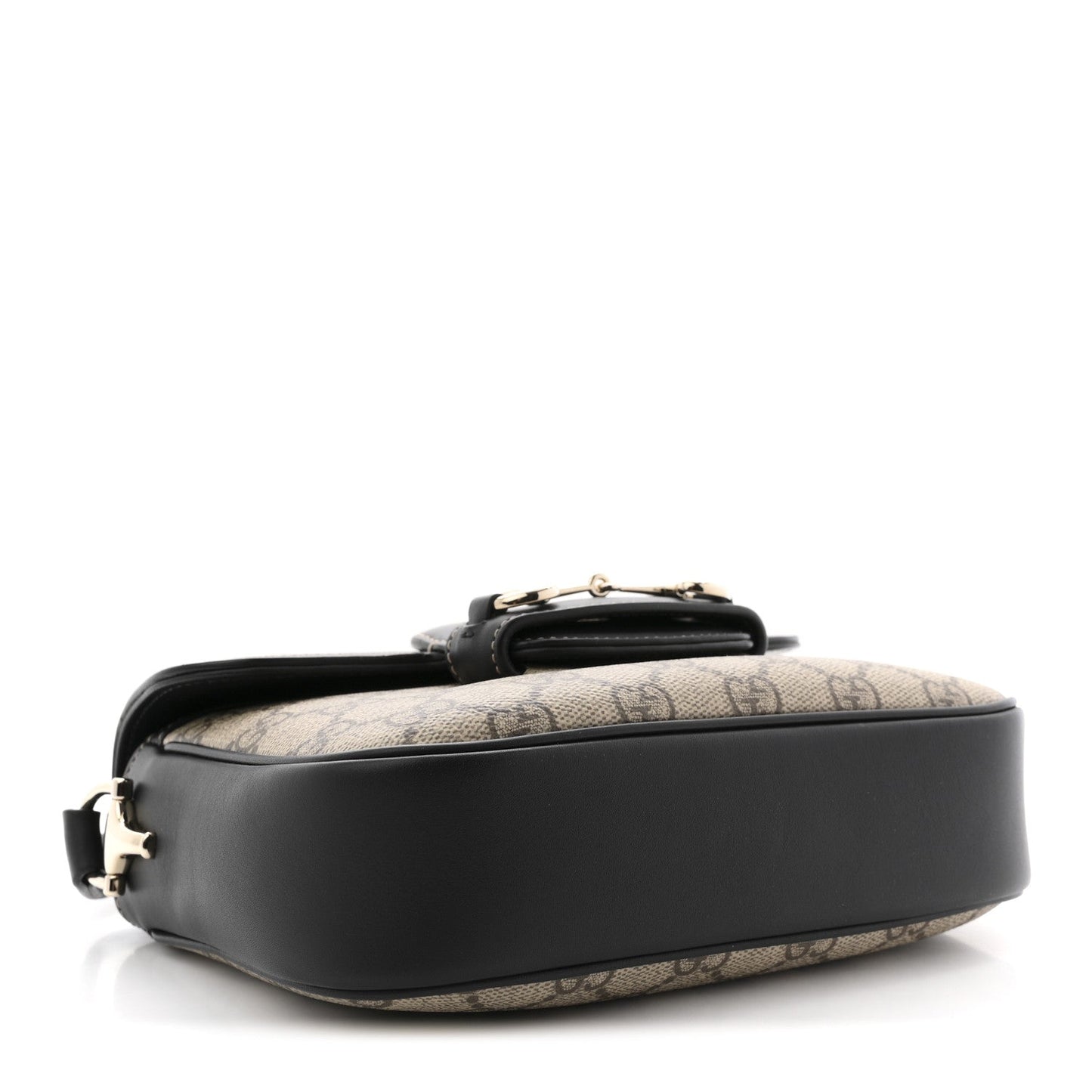GG Supreme Monogram Horsebit 1955 Soft Small Shoulder Bag Beige Black