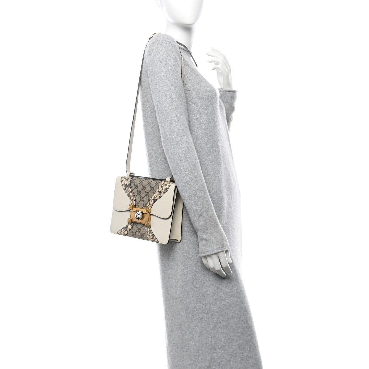 Nappa Elaphe GG Supreme Monogram Medium Osiride Shoulder Bag Mystic White Roccia Beige Ebony