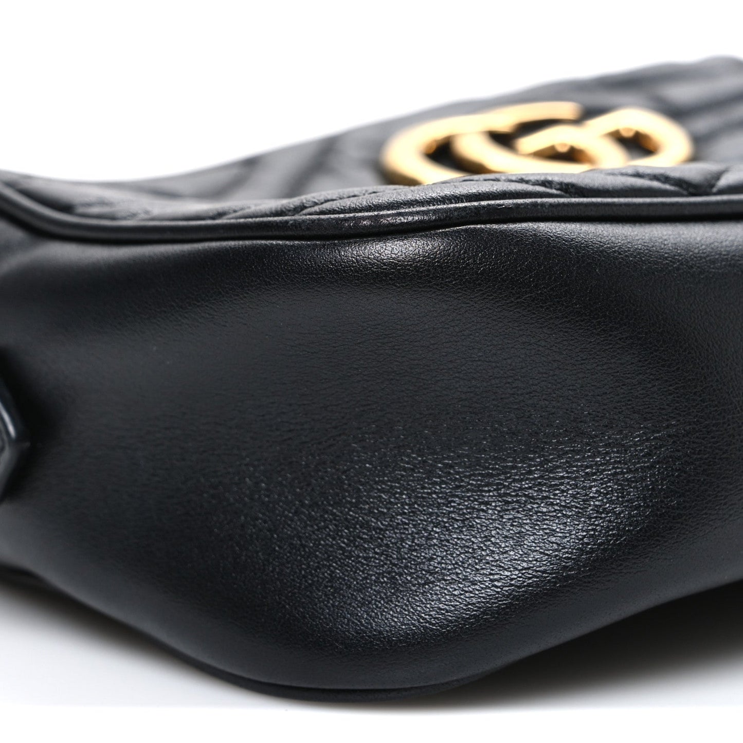 Calfskin Matelasse Small GG Marmont Chain Shoulder Bag Black