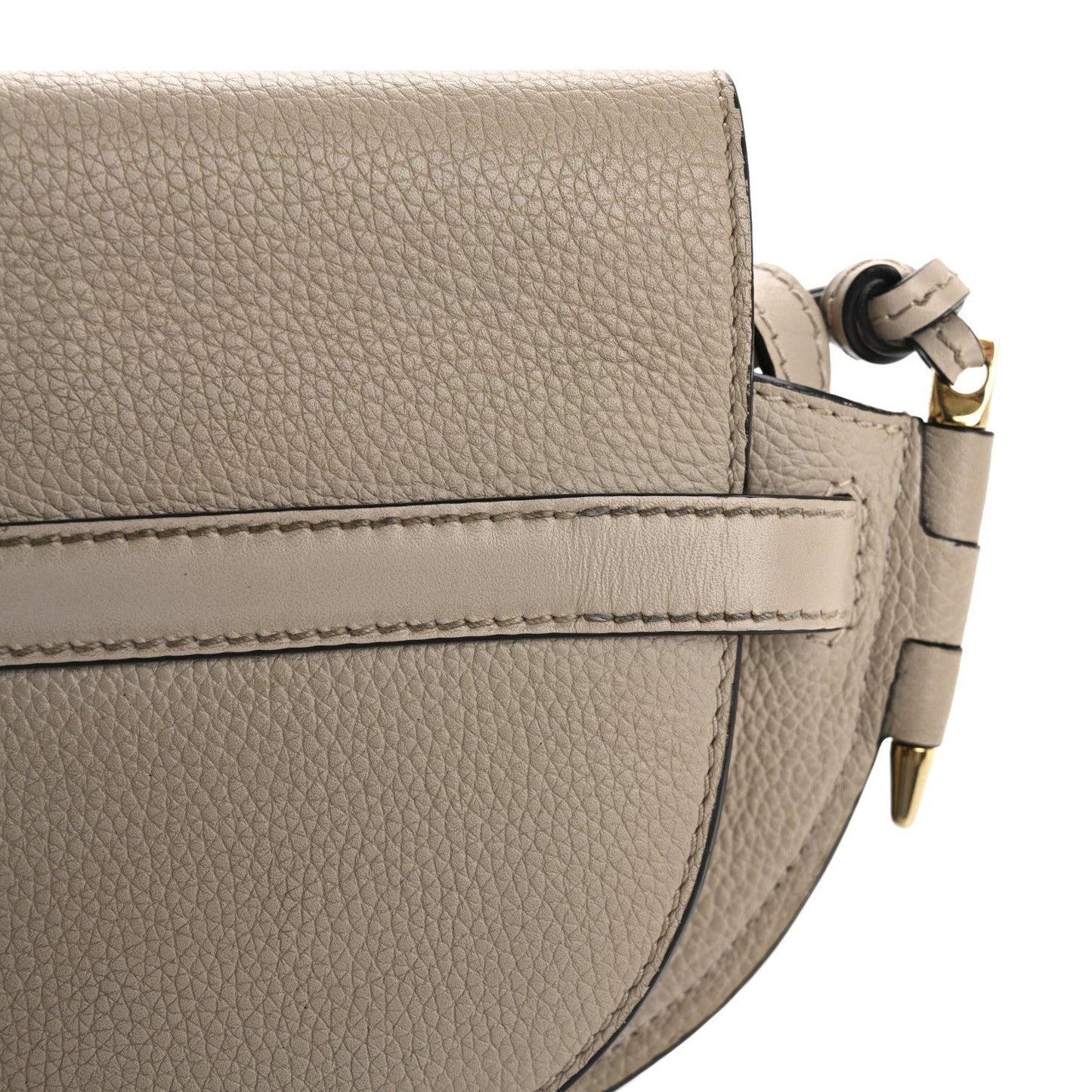 Grained Calfskin Mini Gate Crossbody Bag Light Oat