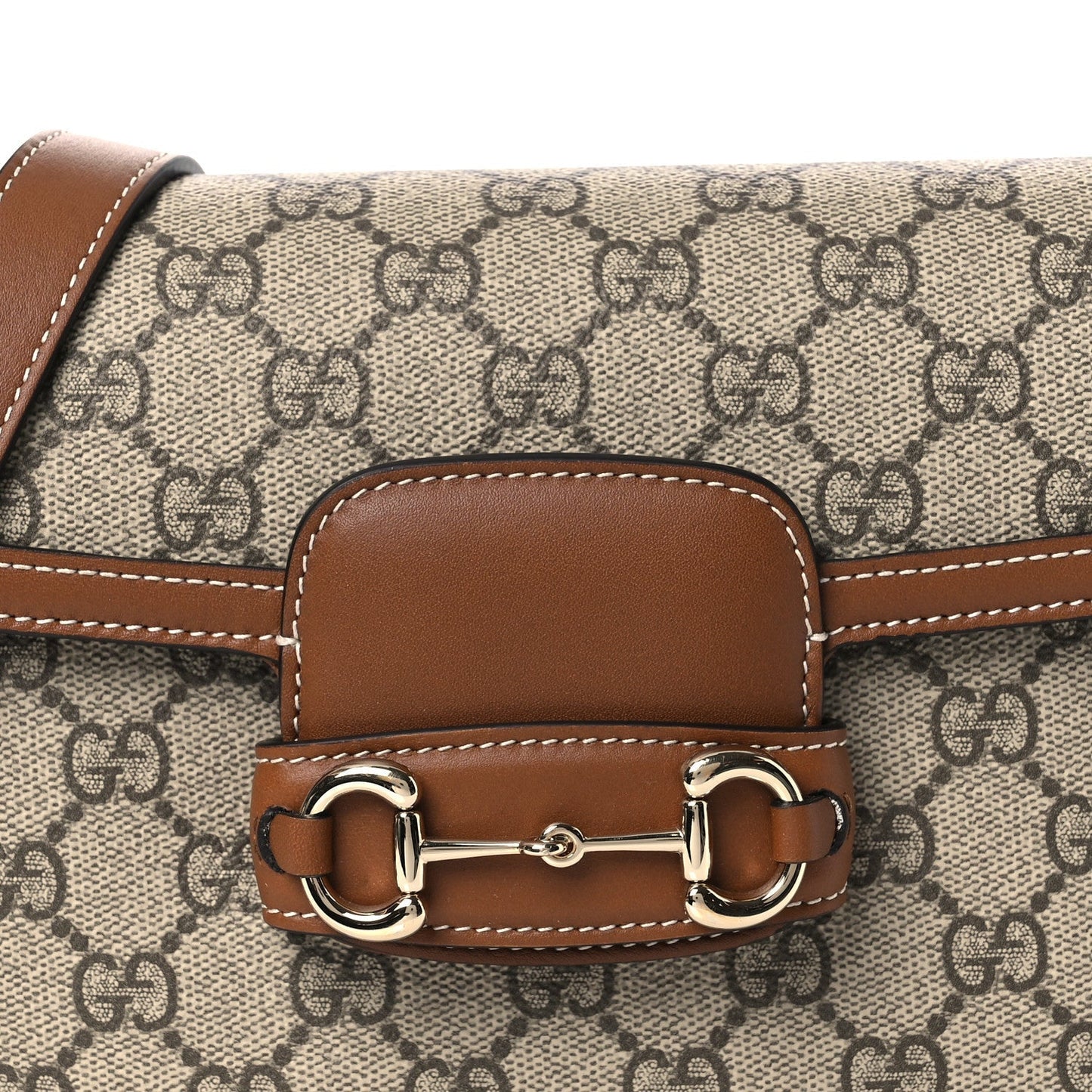 GG Supreme Monogram Duomo Lux Horsebit 1955 Soft Small Shoulder Bag Beige Ebony Sundial