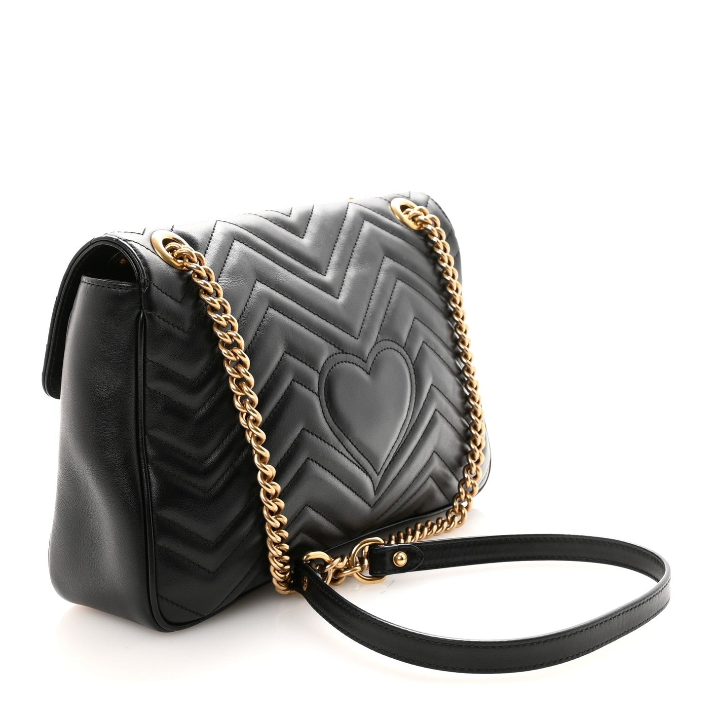 Calfskin Matelasse Medium GG Marmont Shoulder Bag Black