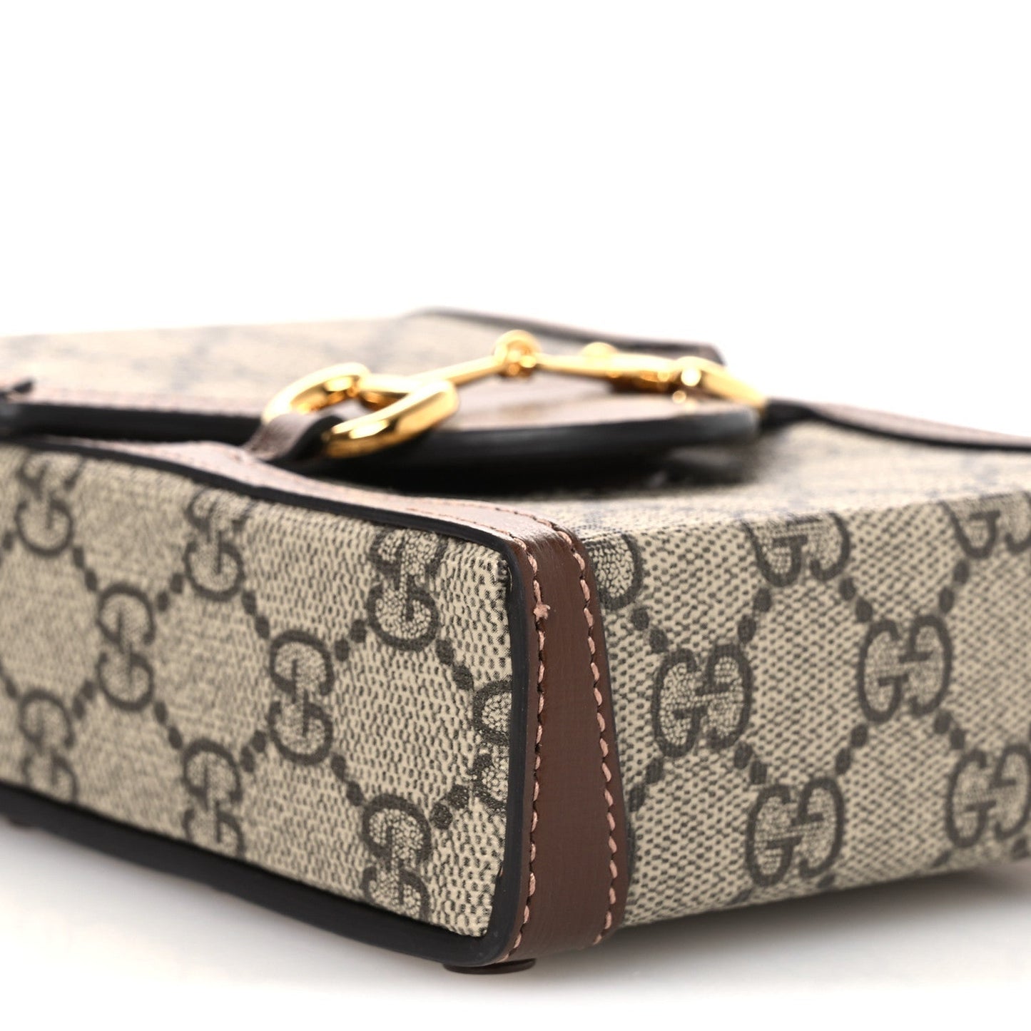 GG Supreme Monogram Mini Horsebit 1955 Crossbody Bag Beige Brown Sugar
