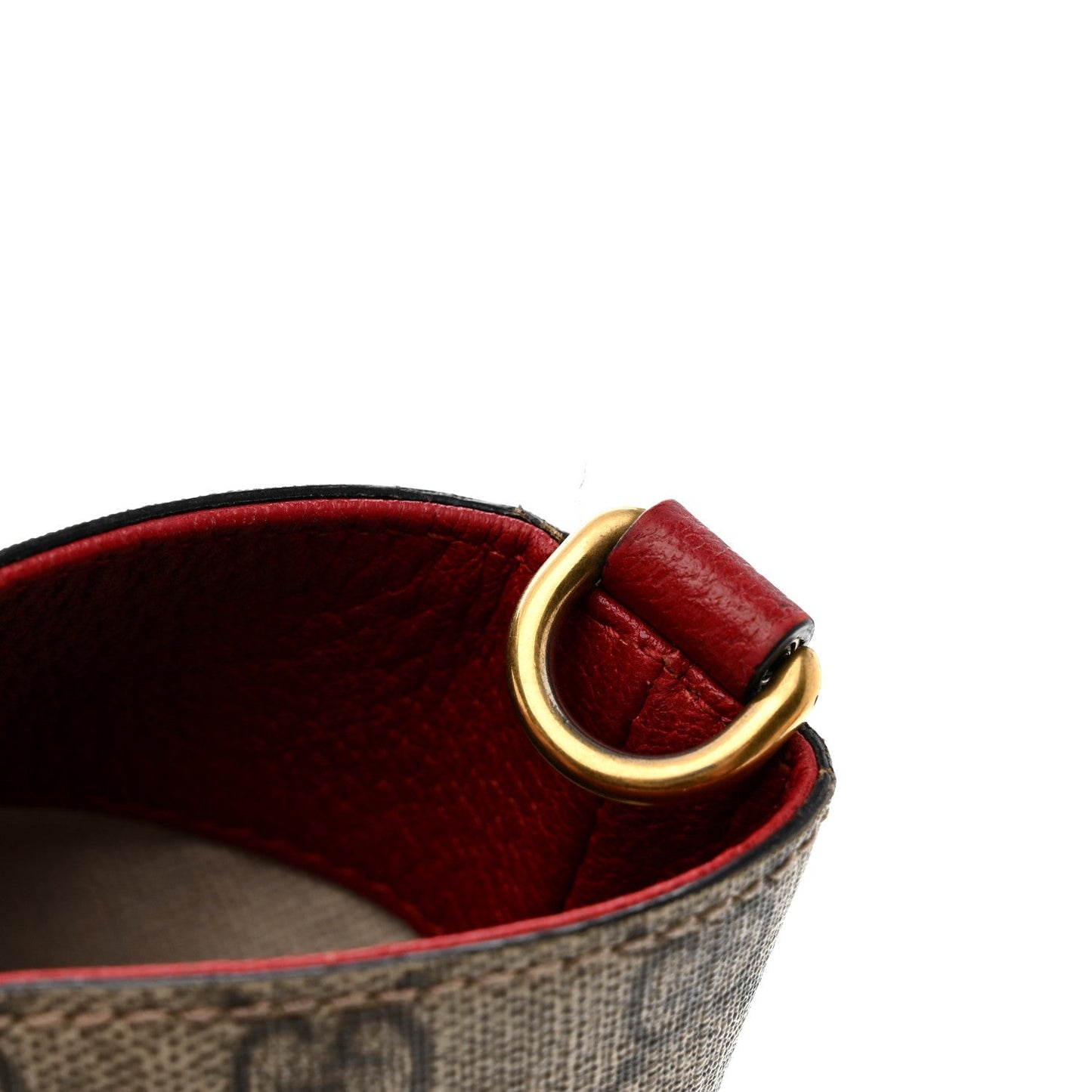 Soft GG Supreme Monogram Web Bosco Patch Small Crossbody Tote Beige Malva Hibiscus Red