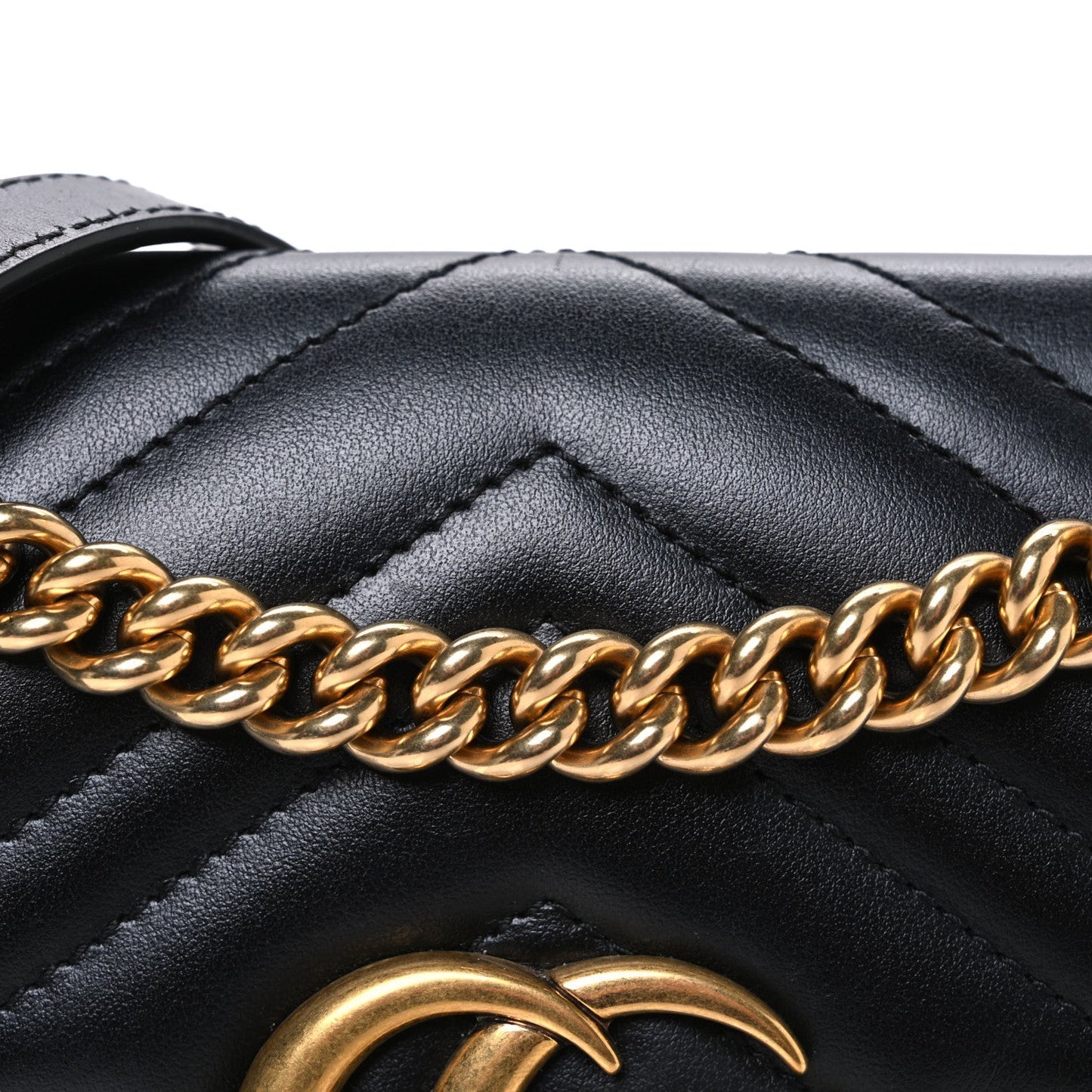 Calfskin Matelasse Mini GG Marmont Shoulder Bag Black