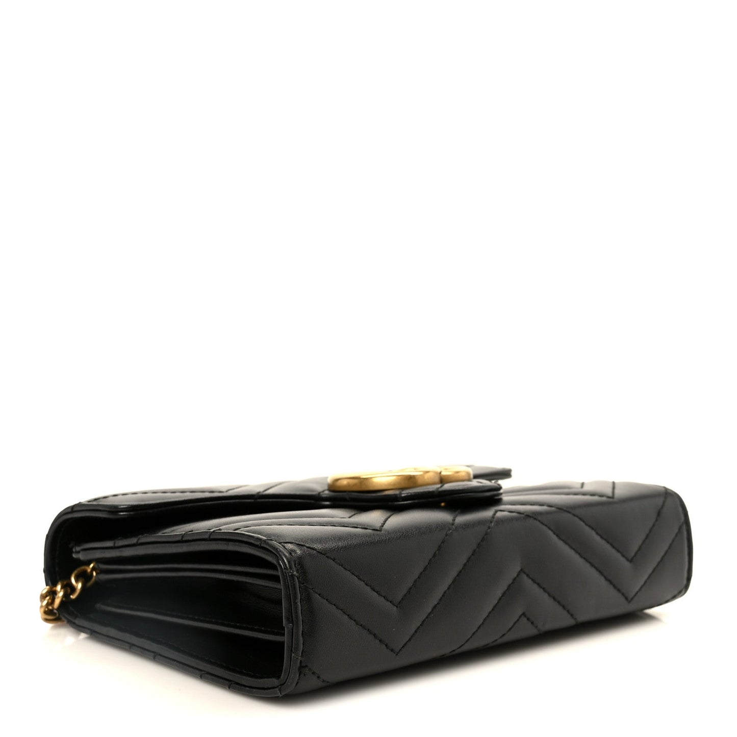 Calfskin Matelasse GG Marmont Chain Wallet Black