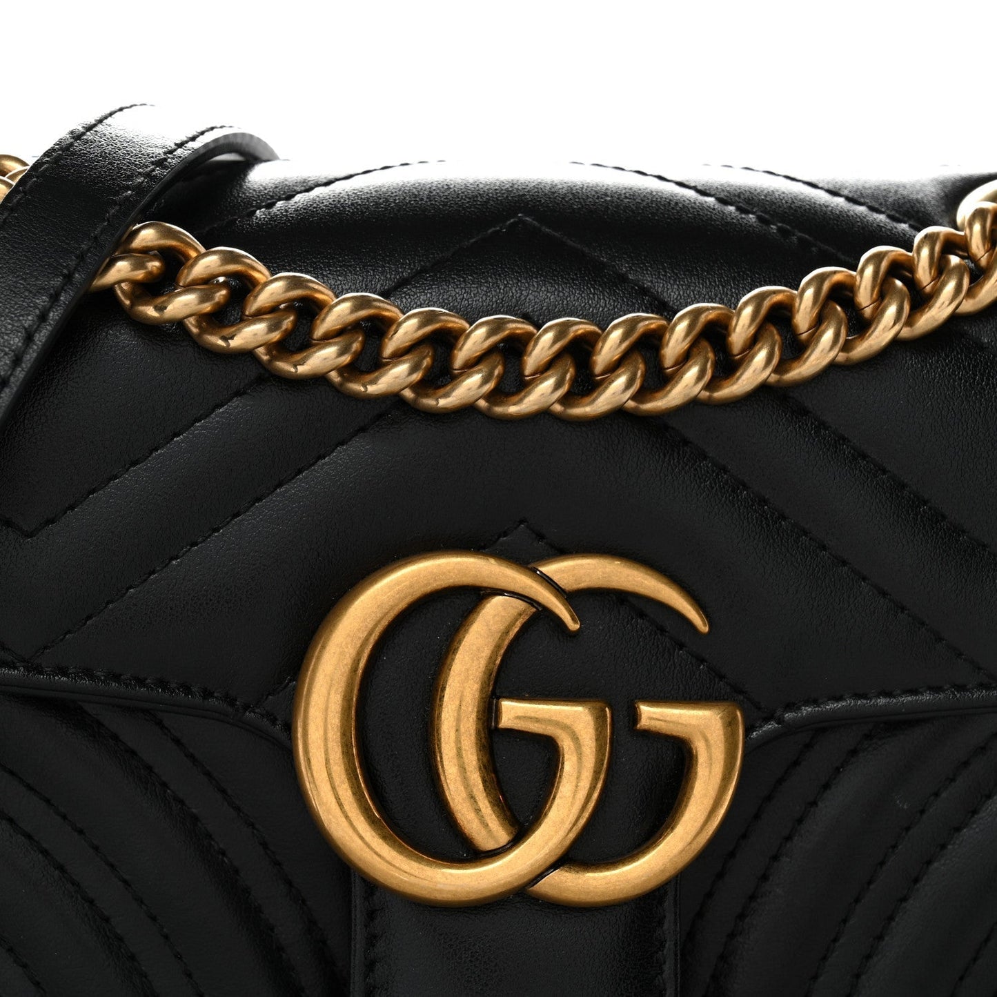 Calfskin Matelasse Mini GG Marmont Shoulder Bag Black