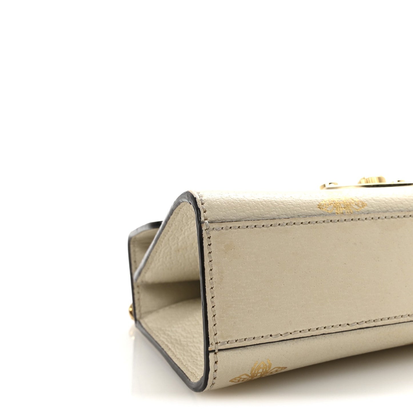 Grained Calfskin Bee Star Small Padlock Shoulder Bag White
