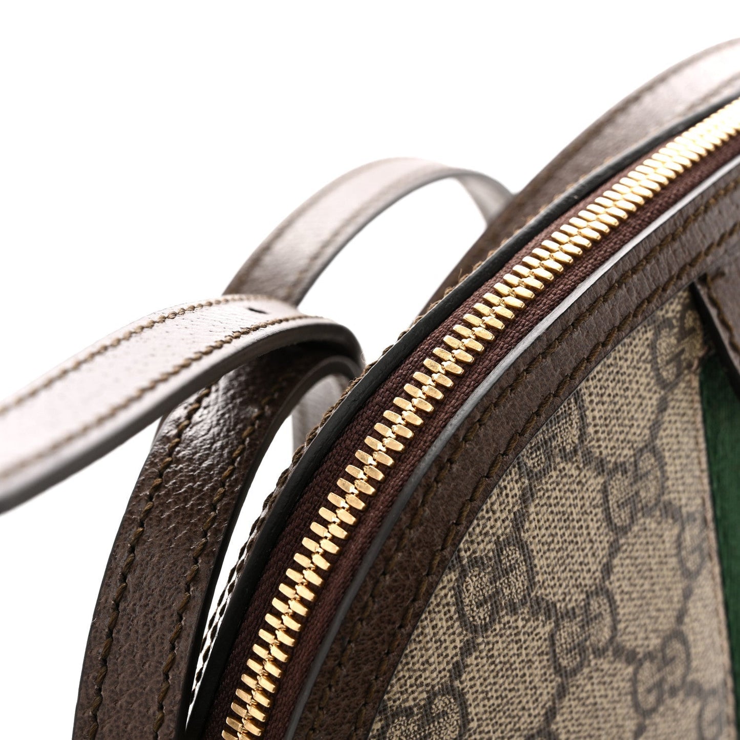 GG Supreme Monogram Textured Dollar Calfskin Web Small Ophidia Dome Shoulder Bag Beige Ebony New Acero