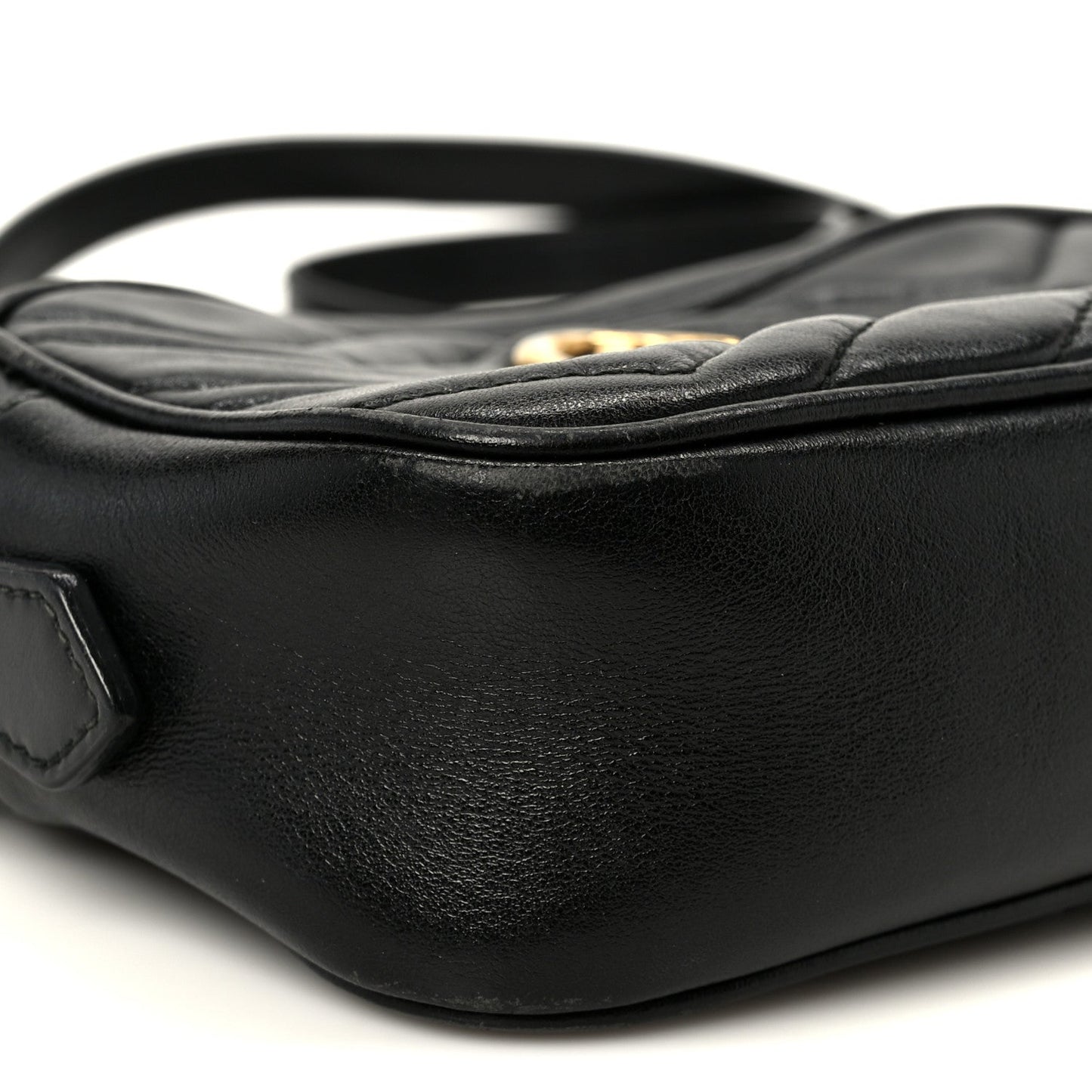 Calfskin Matelasse Mini GG Marmont Chain Shoulder Bag Black