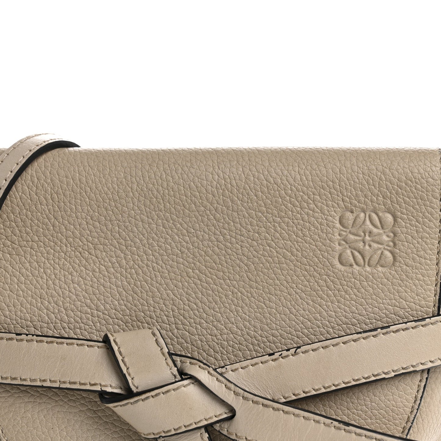 Grained Calfskin Mini Gate Crossbody Bag Light Oat