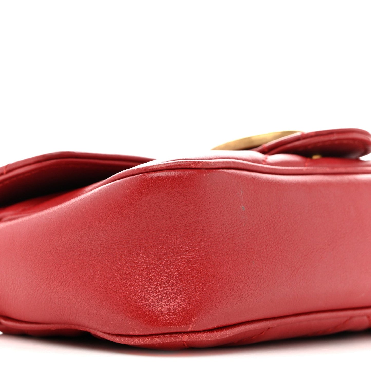 Calfskin Matelasse Super Mini GG Marmont Shoulder Bag Hibiscus Red