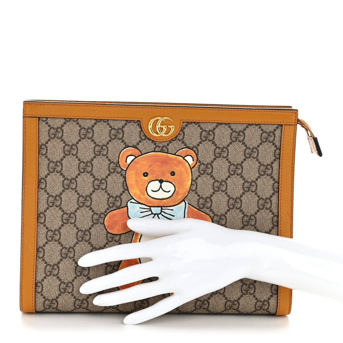 X KAI GG Supreme Monogram Toiletry Case Beige Vintage Sun Oil