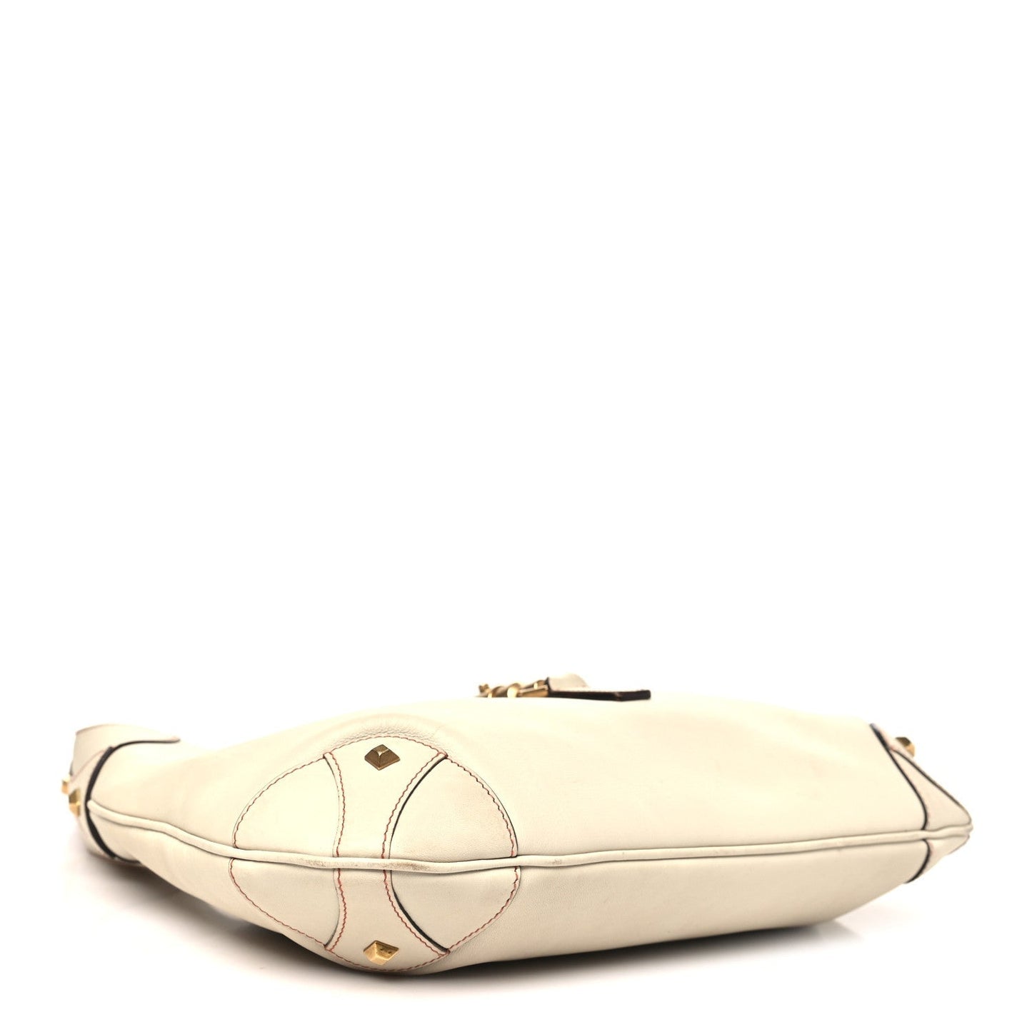 Calfskin Piston Lock Jackie O Hobo White