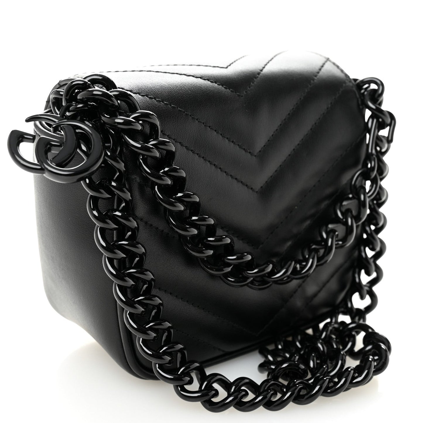 Calfskin Matelasse Monochrome GG Marmont Chain Mini Belt Bag Black