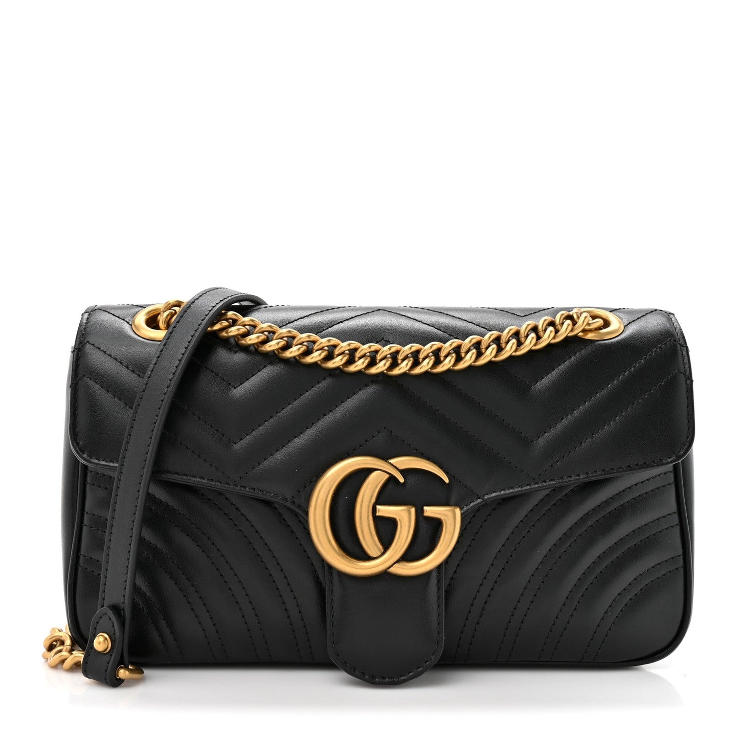 Calfskin Matelasse Small GG Marmont Shoulder Bag Black