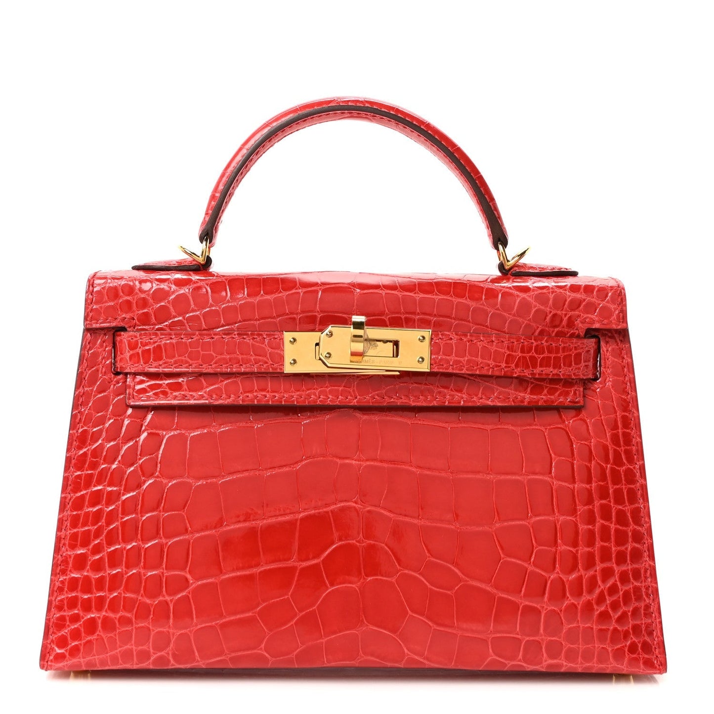 Shiny Alligator Horseshoe Mini Kelly Sellier 20 Rouge de Coeur Rose Mexico