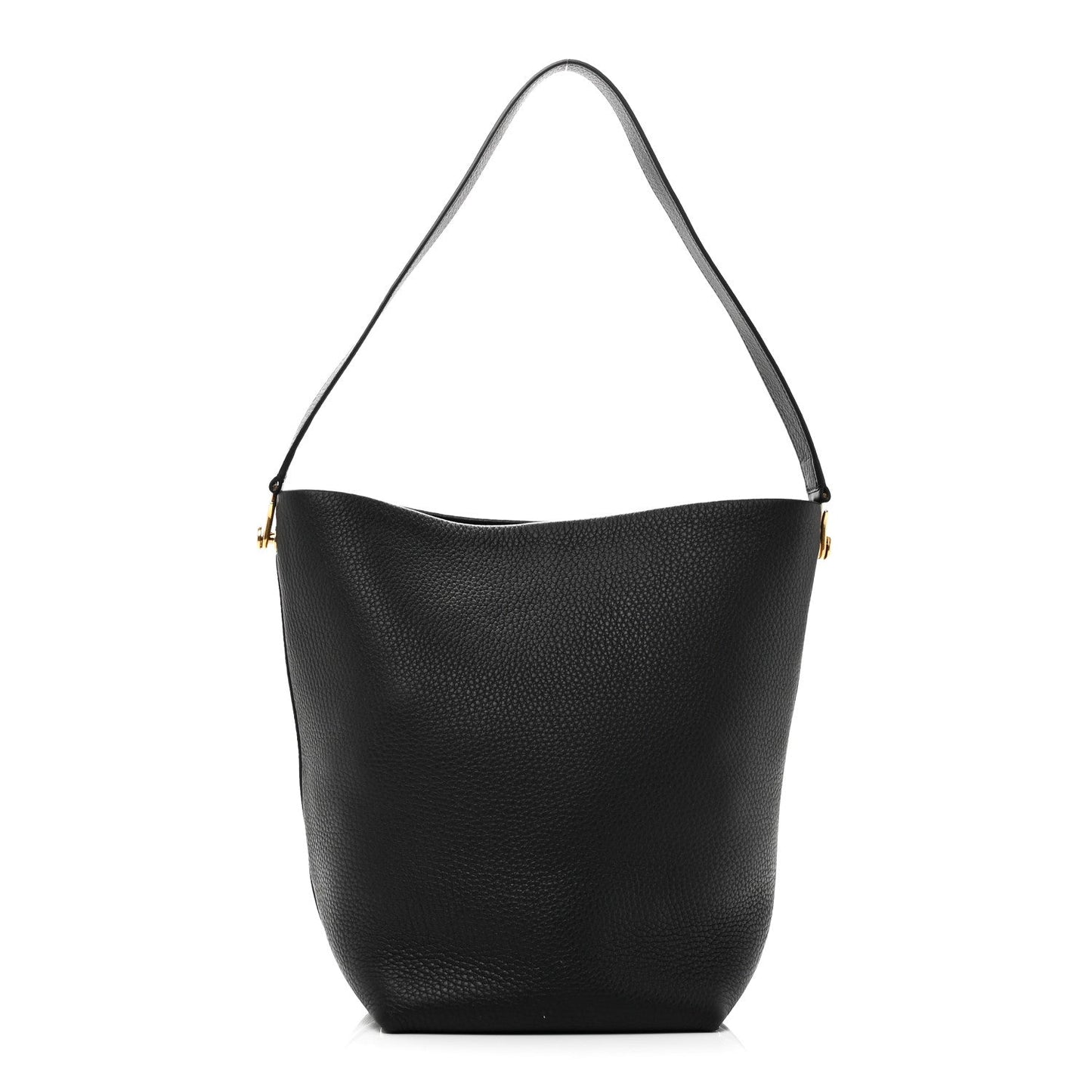 Grained Calfskin Medium N/S Hook Tote Black
